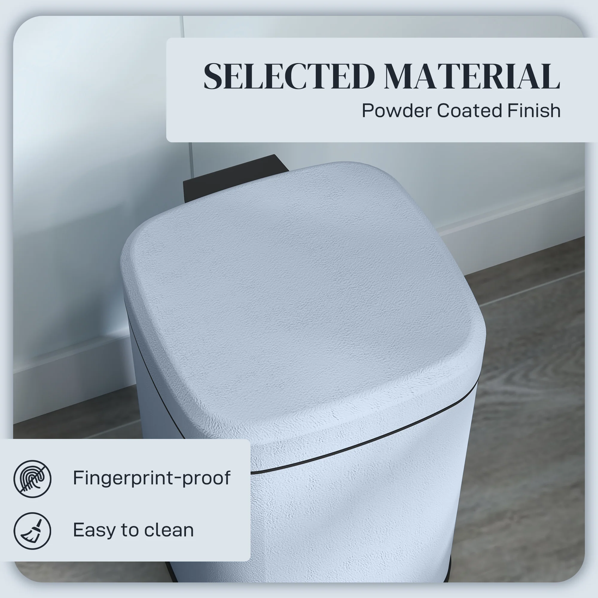 HOMCOM 12L Kitchen Pedal Bin, Metal Rubbish Bin with Soft-close Lid - Image 15