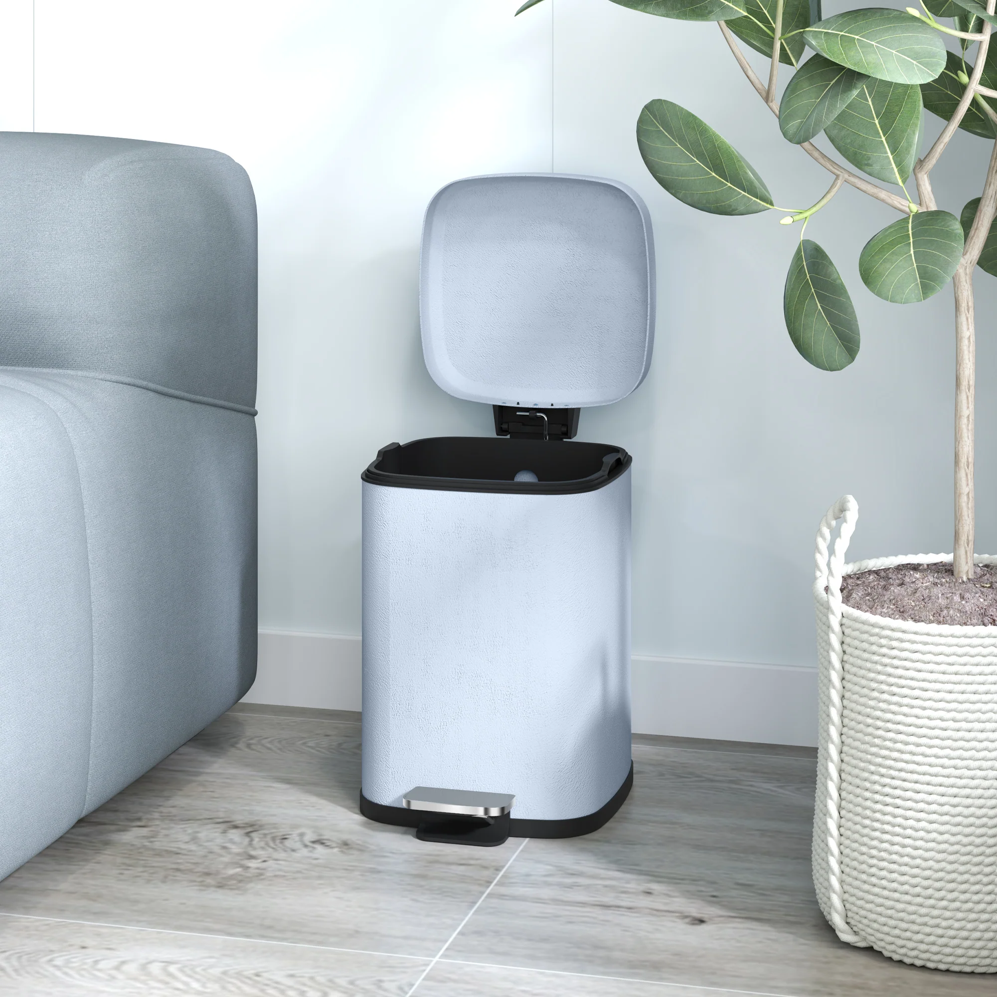 HOMCOM 12L Kitchen Pedal Bin, Metal Rubbish Bin with Soft-close Lid - Image 17