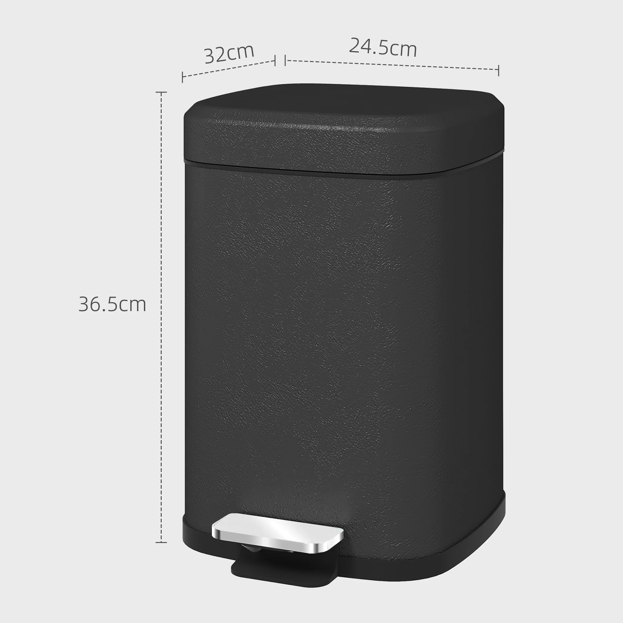 HOMCOM 12L Kitchen Pedal Bin, Metal Rubbish Bin with Soft-close Lid - Image 5