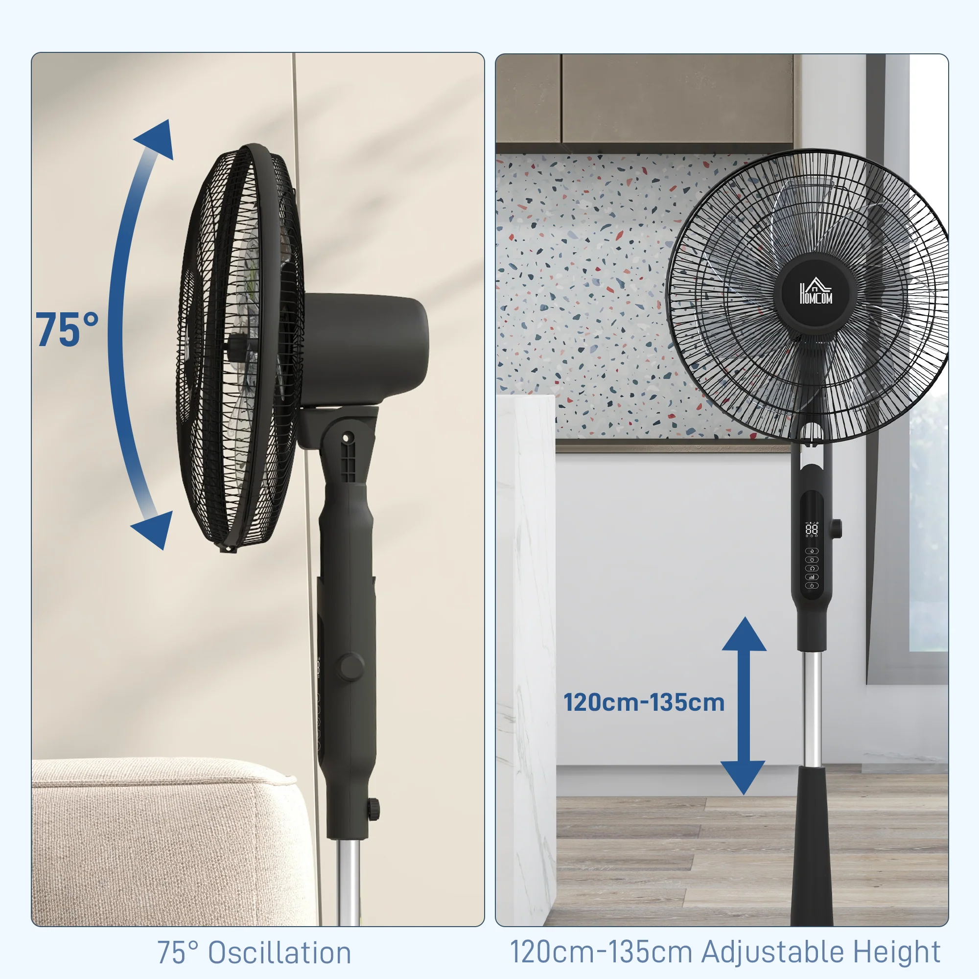 HOMCOM 12V DC Standing Fan With 75° Oscillation Mosquito Repellent Function - Image 4