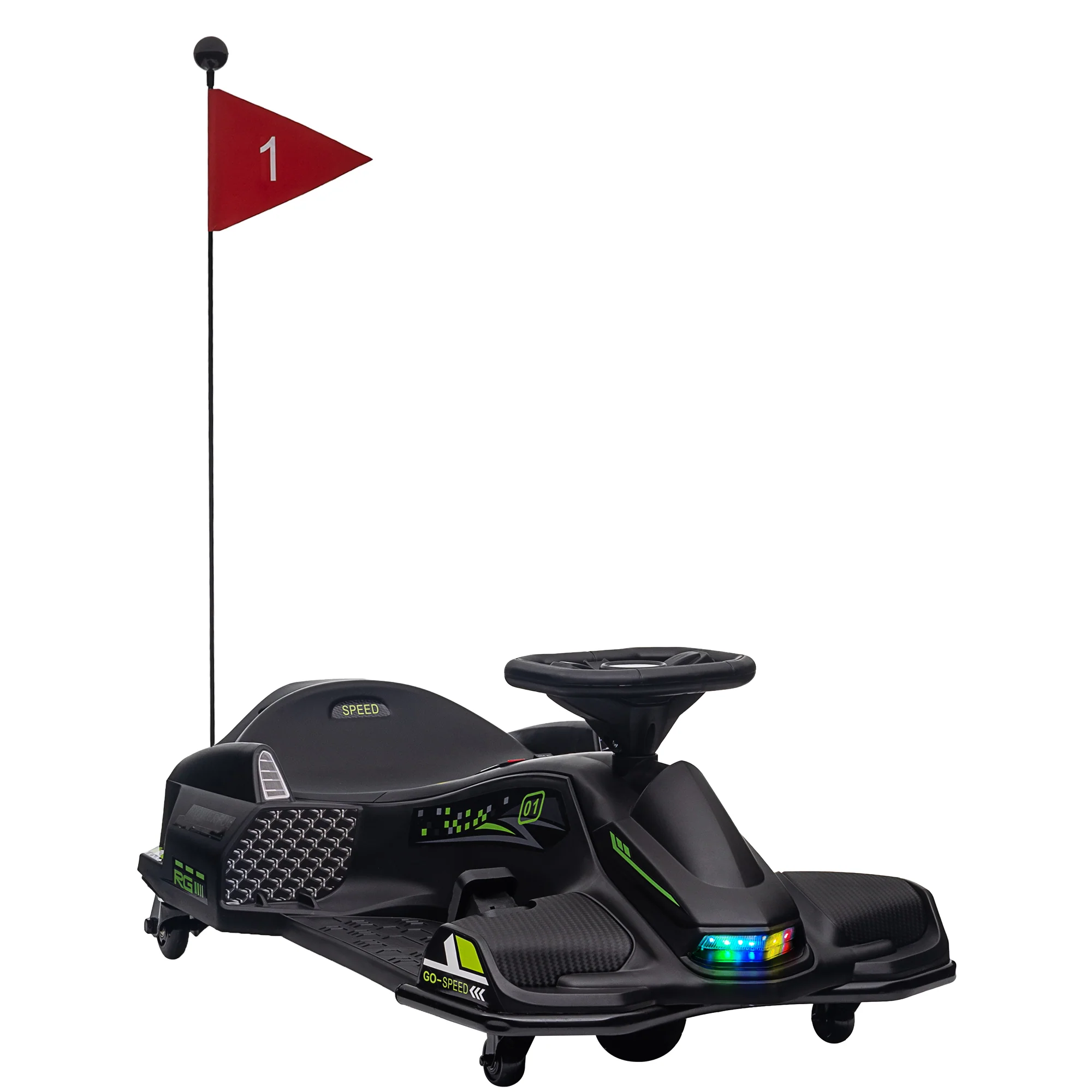 HOMCOM 12V Electric Go Kart for Kids with Music, LED Lights