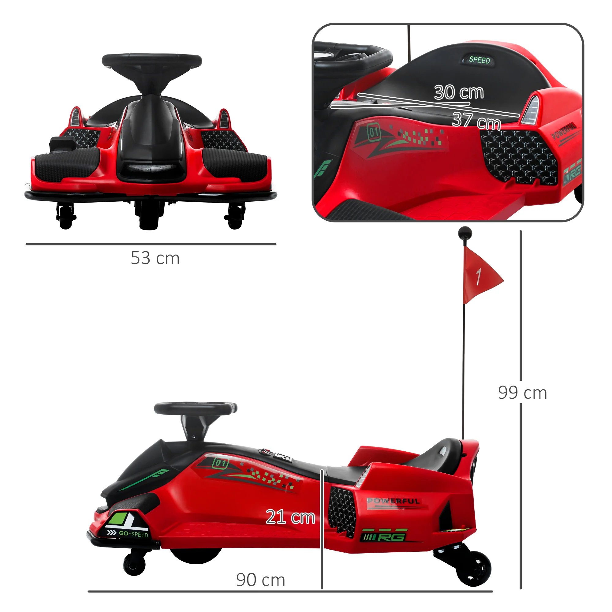 HOMCOM 12V Electric Go Kart for Kids with Music, LED Lights - Image 14