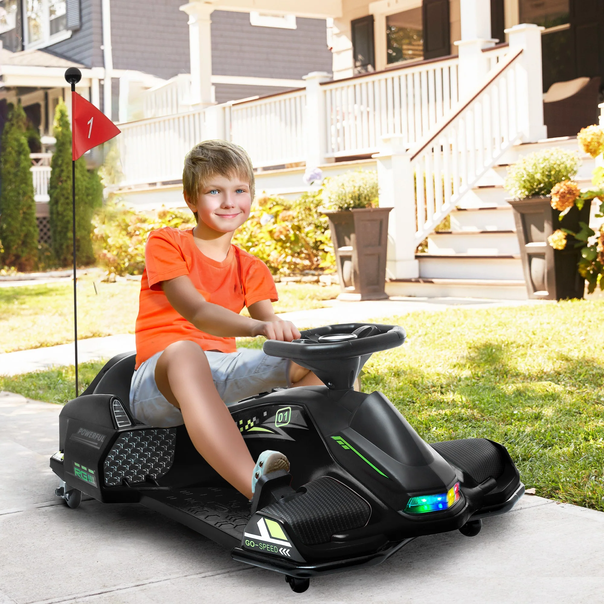 HOMCOM 12V Electric Go Kart for Kids with Music, LED Lights - Image 2