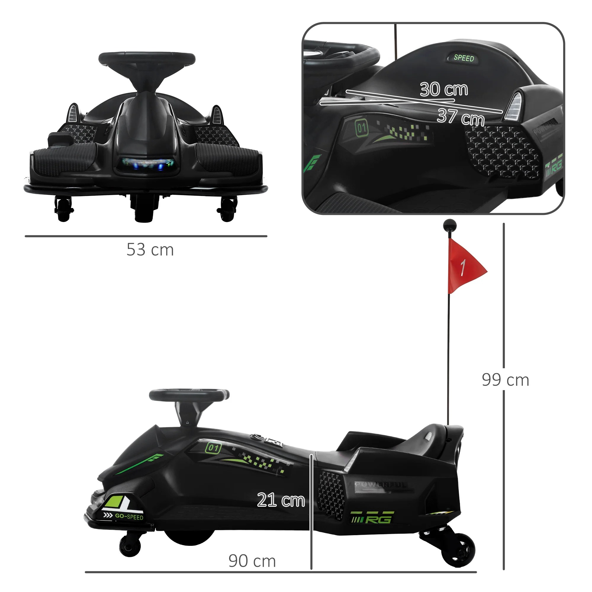 HOMCOM 12V Electric Go Kart for Kids with Music, LED Lights - Image 5
