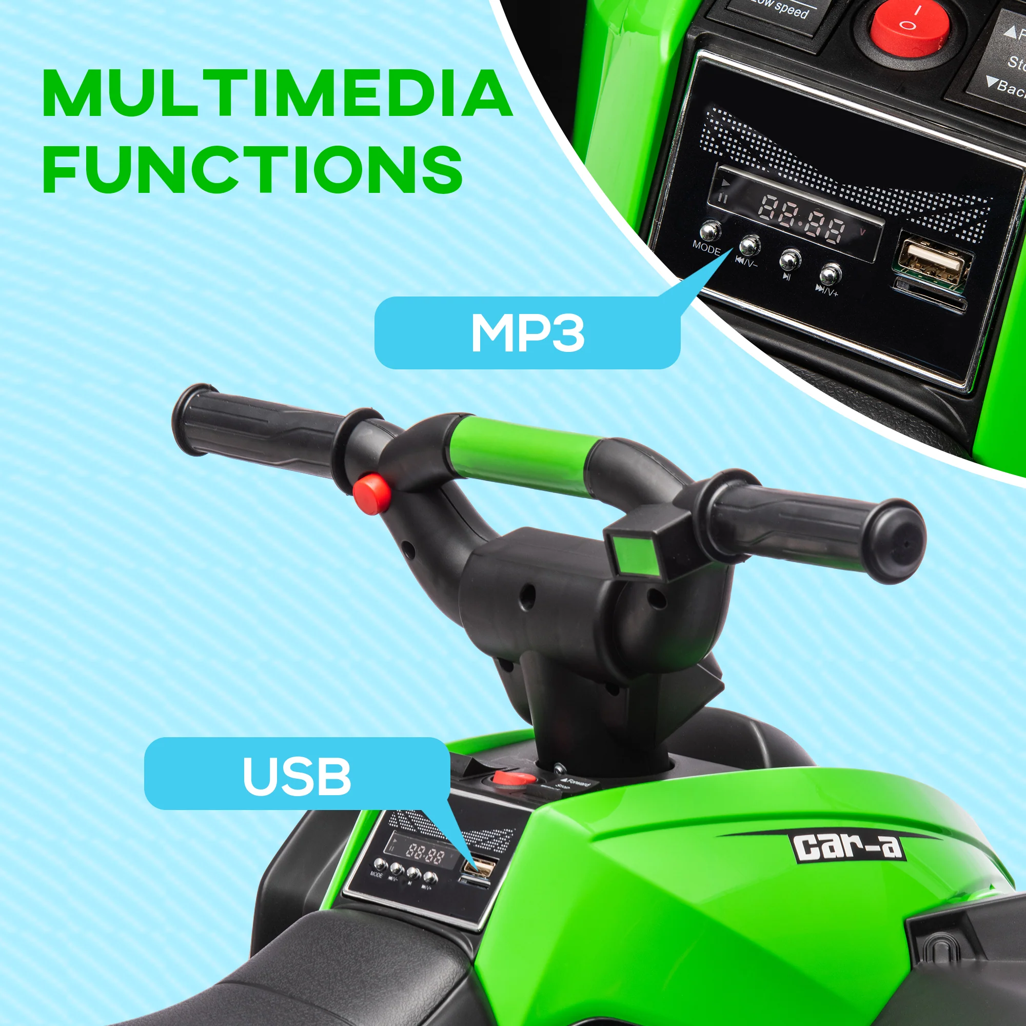 HOMCOM 12V Electric Quad Bikes For Kids Ride On Car ATV Toy For 3-5 Years Red - Image 12