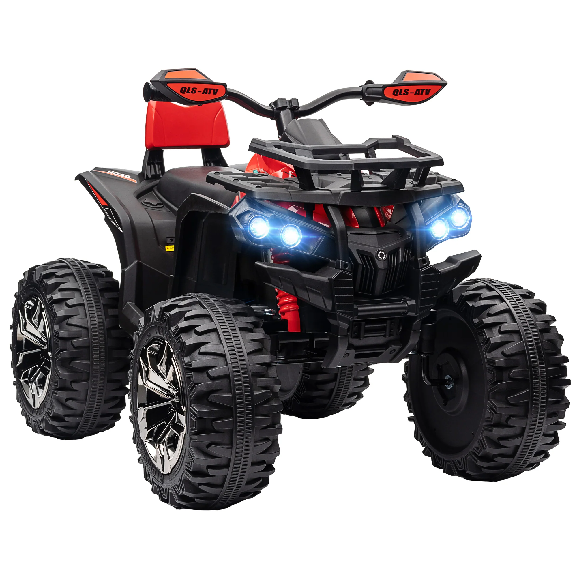 HOMCOM 12V Quad Bike ATV With LED Lights, Music, For Boys Girls, Yellow And Red - Image 10
