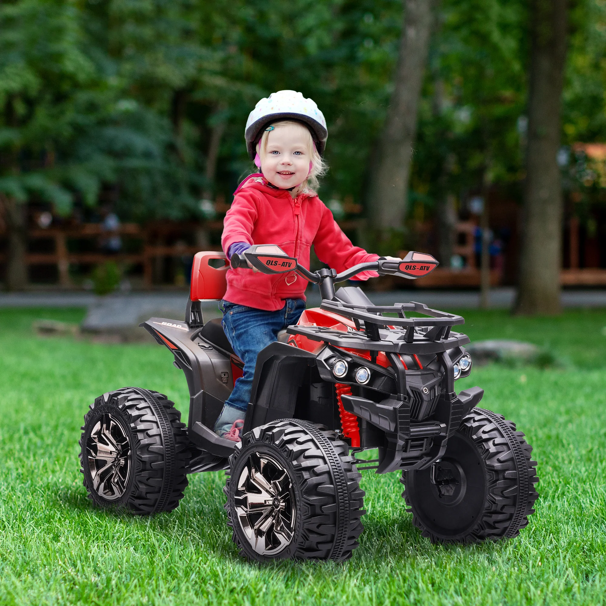 HOMCOM 12V Quad Bike ATV With LED Lights, Music, For Boys Girls, Yellow And Red - Image 11