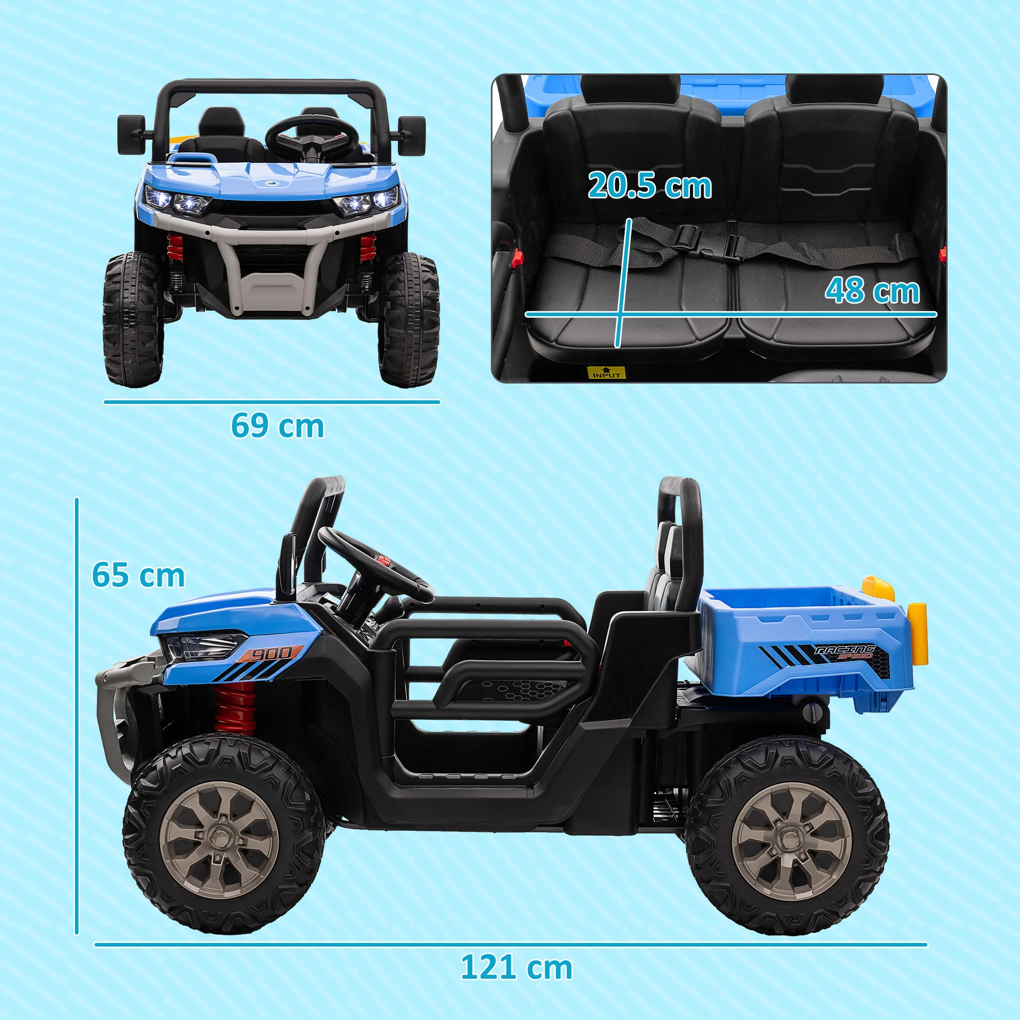 HOMCOM 12V Two-Seater Kids Electric Ride-On Car W/ Electric Bucket - Green - Image 14