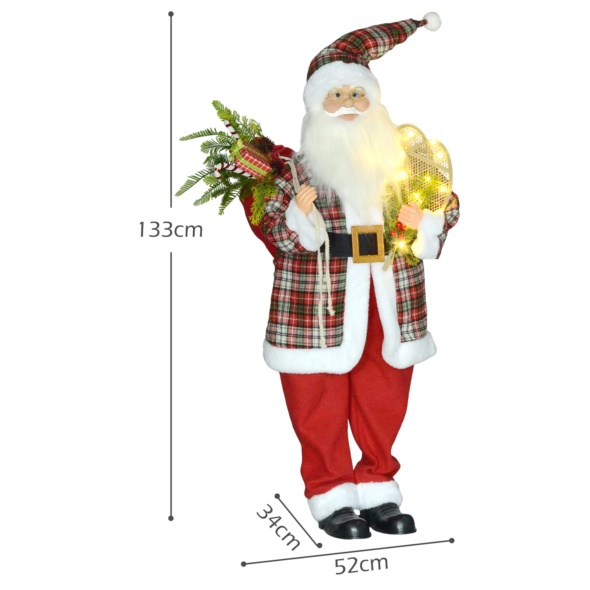 HOMCOM 133cm Animated Life Size Santa Claus With Sound Activated For Party - Image 5