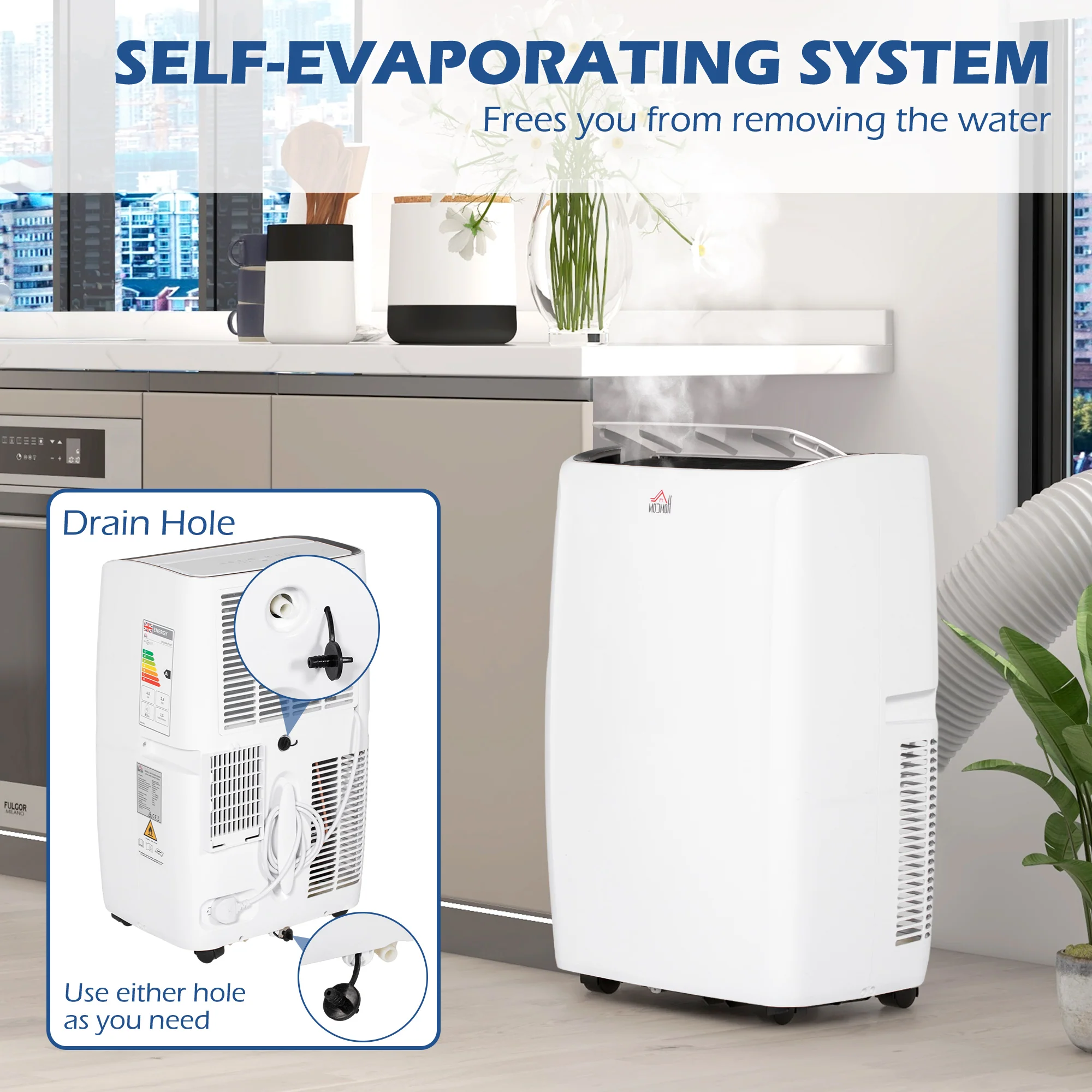 HOMCOM 14,000 BTU Portable Air Conditioner With 40m², Sleep Mode, Dehumidifier - Image 6