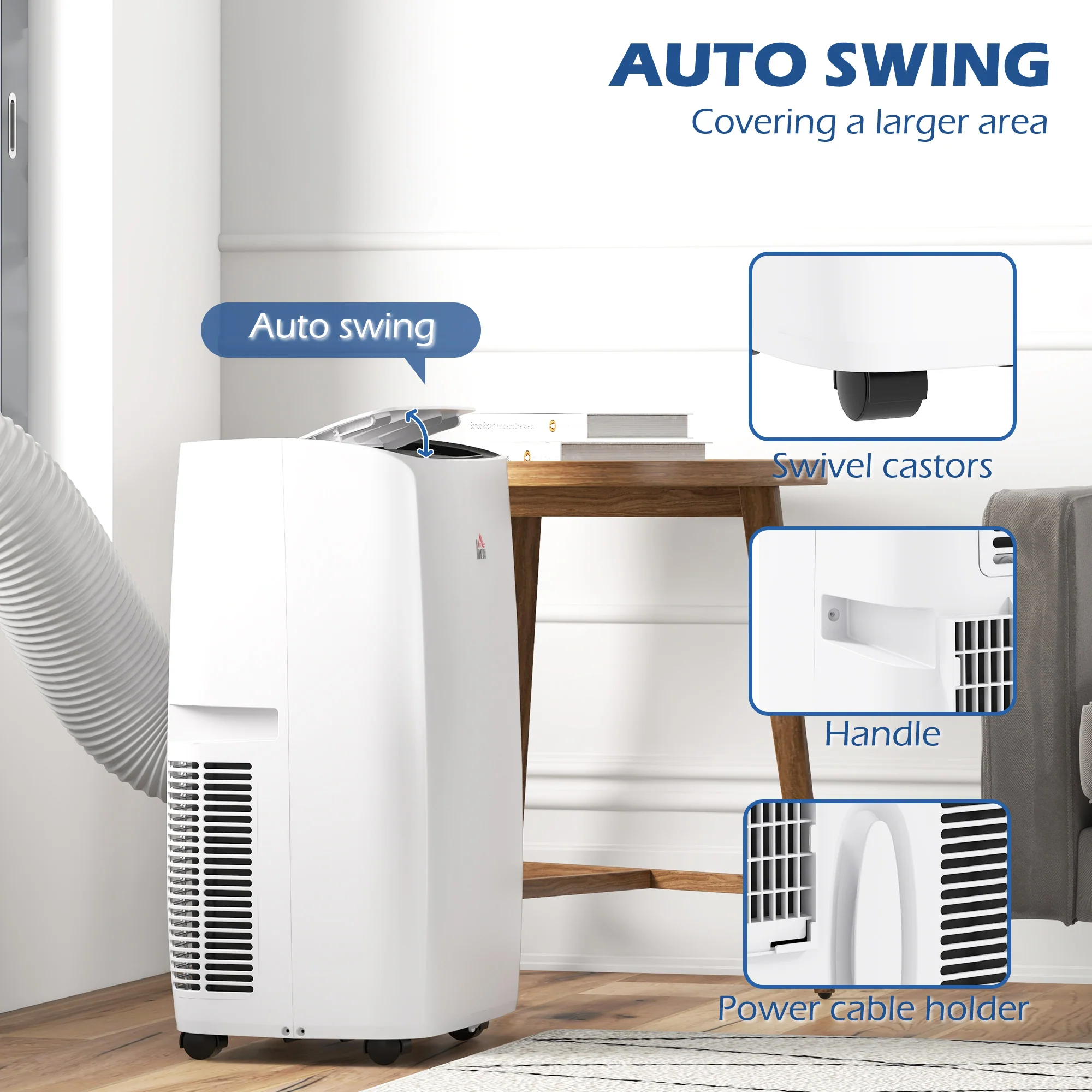 HOMCOM 14,000 BTU Portable Air Conditioner With 40m², Sleep Mode, Dehumidifier - Image 8
