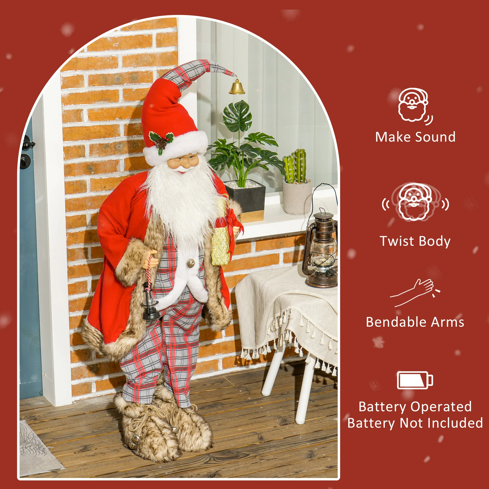 HOMCOM 141cm Animated Life Size Santa Claus With Sound Activated For Party - Image 6