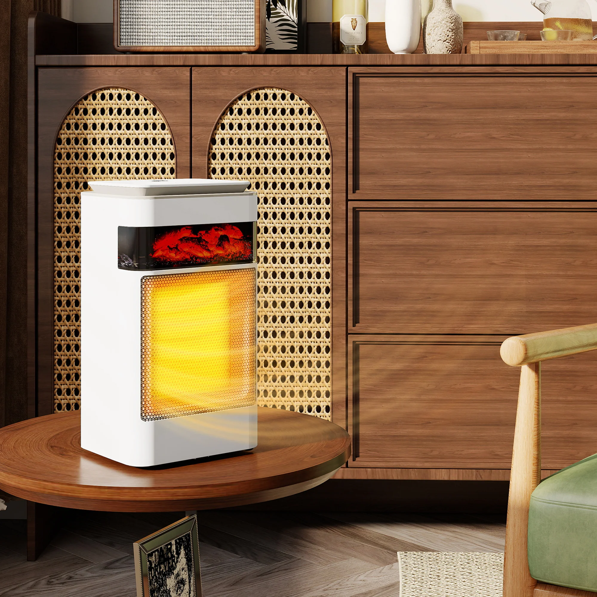 HOMCOM 1500W Fan Electric Heater With 3 Modes, Adjustable Thermostat, White - Image 2