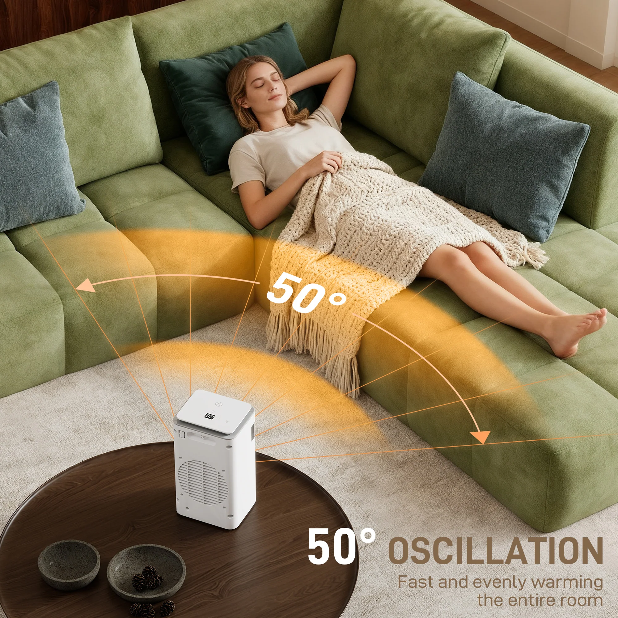 HOMCOM 1500W Fan Electric Heater With 3 Modes, Adjustable Thermostat, White - Image 6