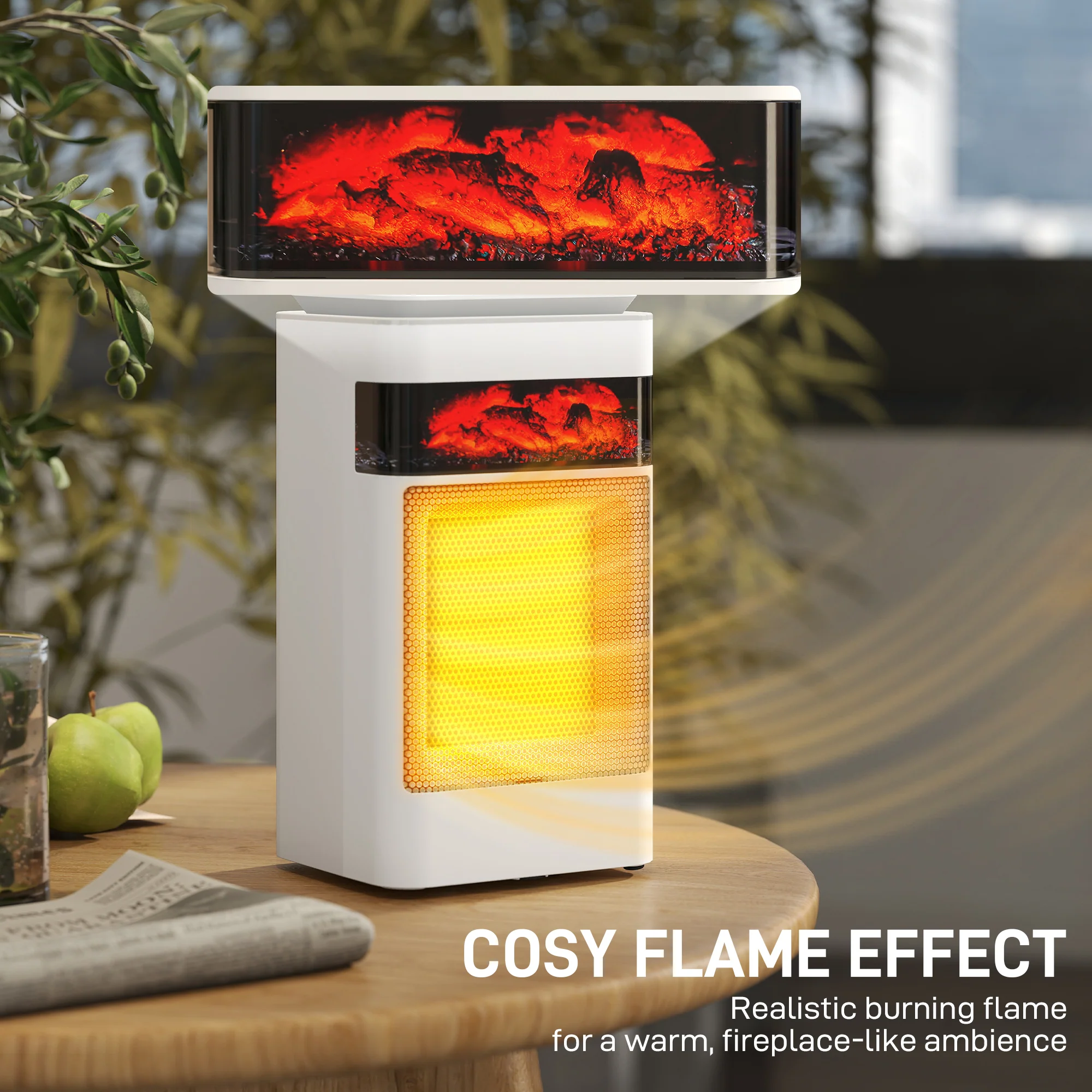 HOMCOM 1500W Fan Electric Heater With 3 Modes, Adjustable Thermostat, White - Image 8