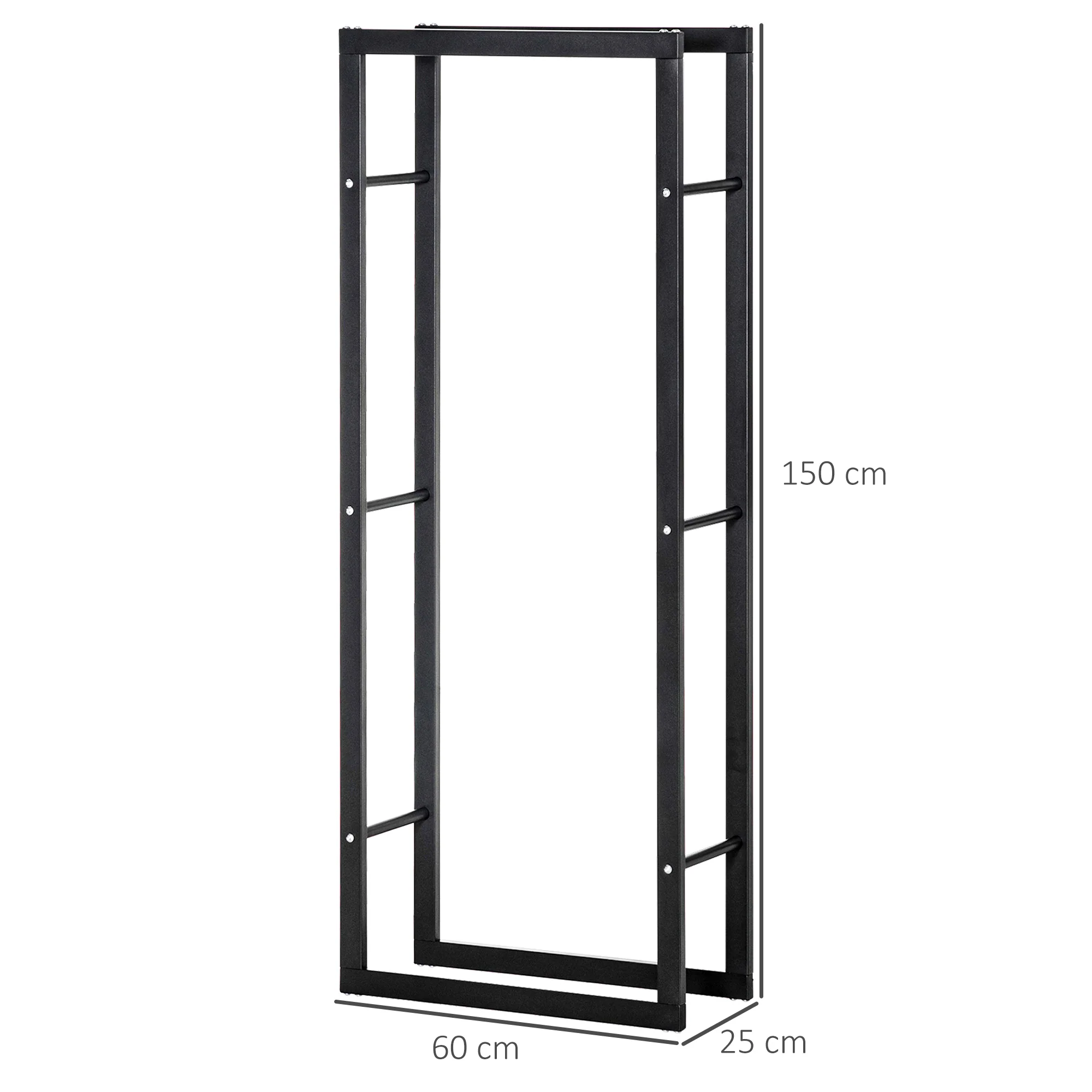 HOMCOM 150cm Metal Firewood Log Holder Rack Elevated Design, Base Side Rails - Image 5