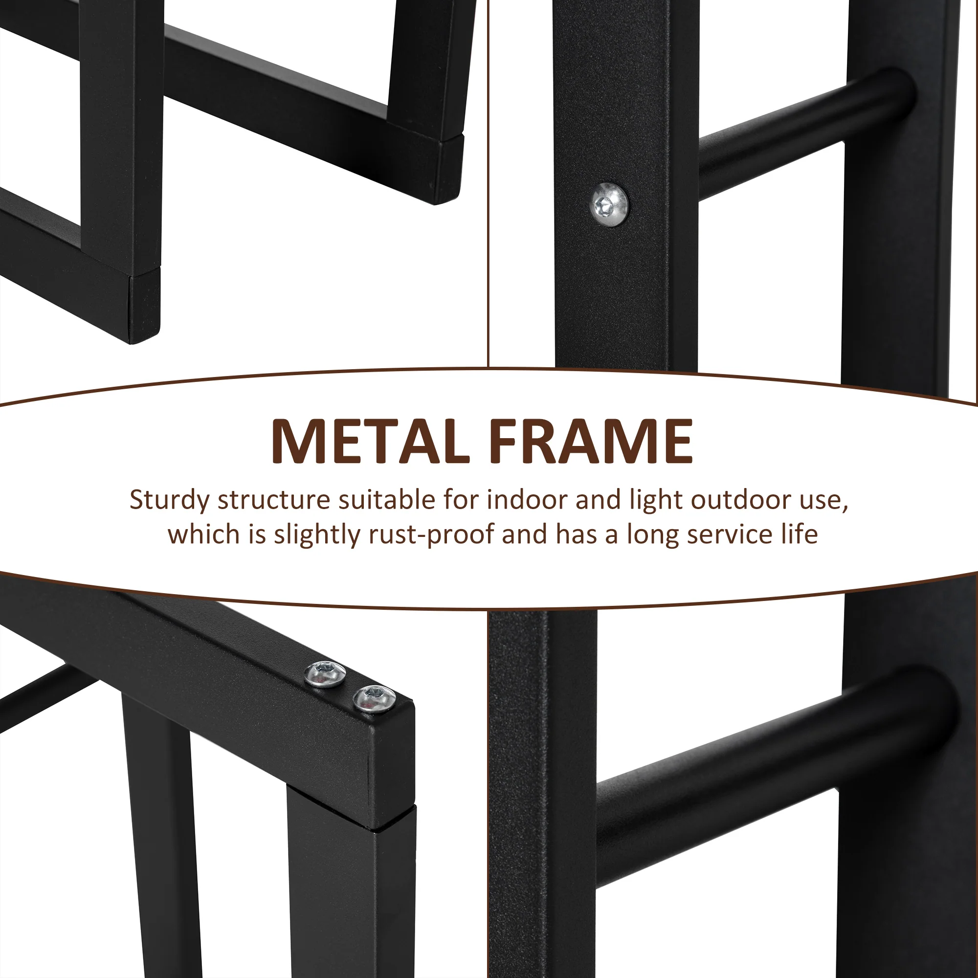 HOMCOM 150cm Metal Firewood Log Holder Rack Elevated Design, Base Side Rails - Image 6