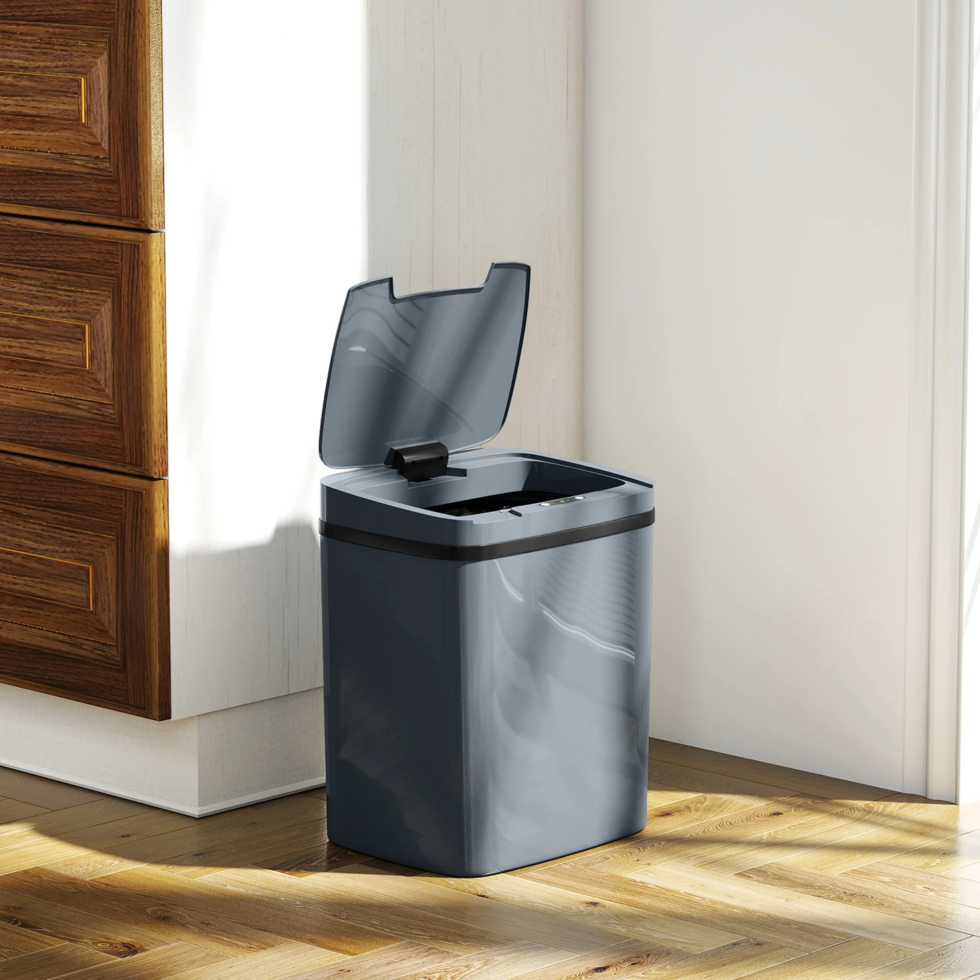 HOMCOM 15L Sensor Bin, Automatic Touchless Kitchen Bin, Battery Operated - Image 2