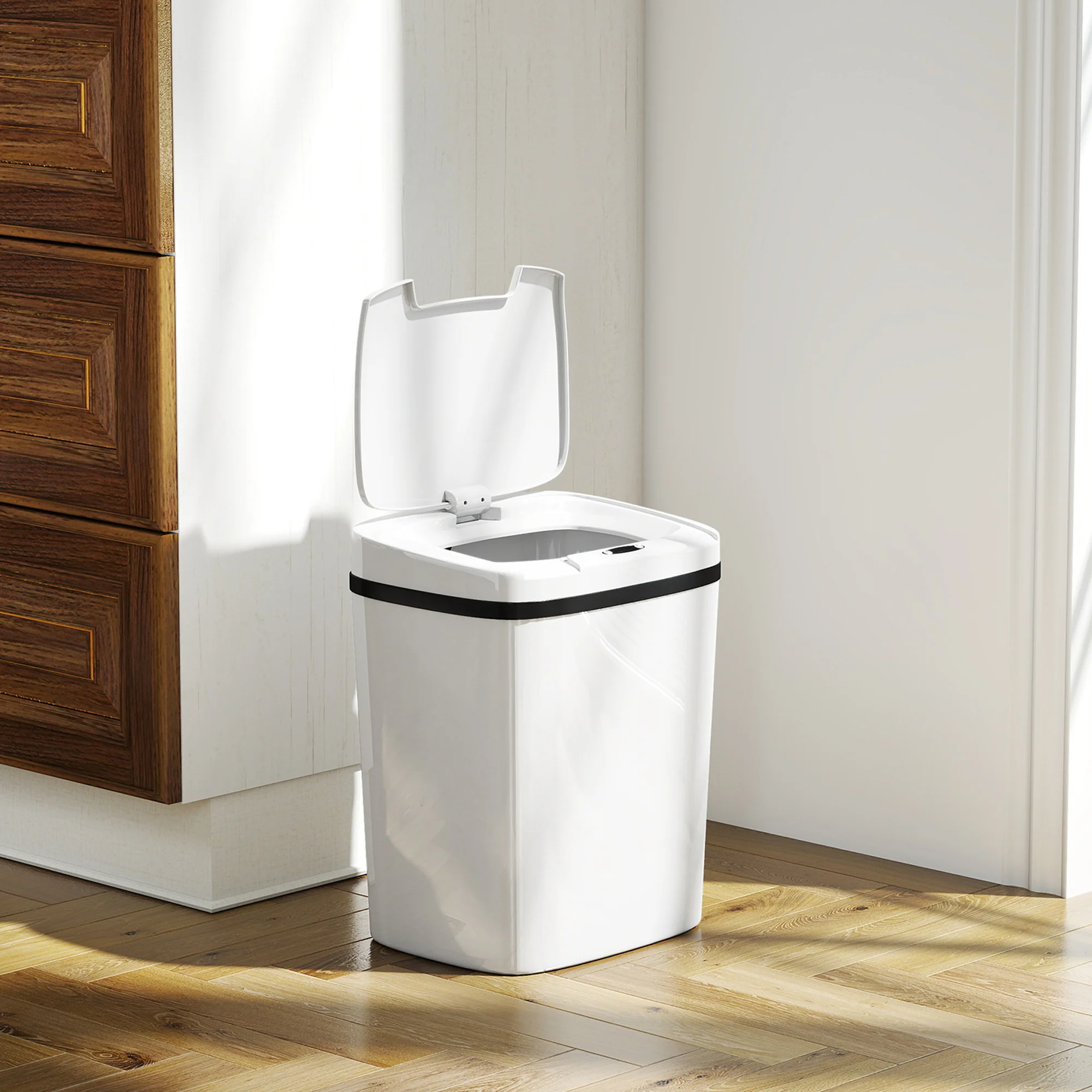 HOMCOM 15L Sensor Bin, Automatic Touchless Kitchen Bin, Battery Operated - Image 2