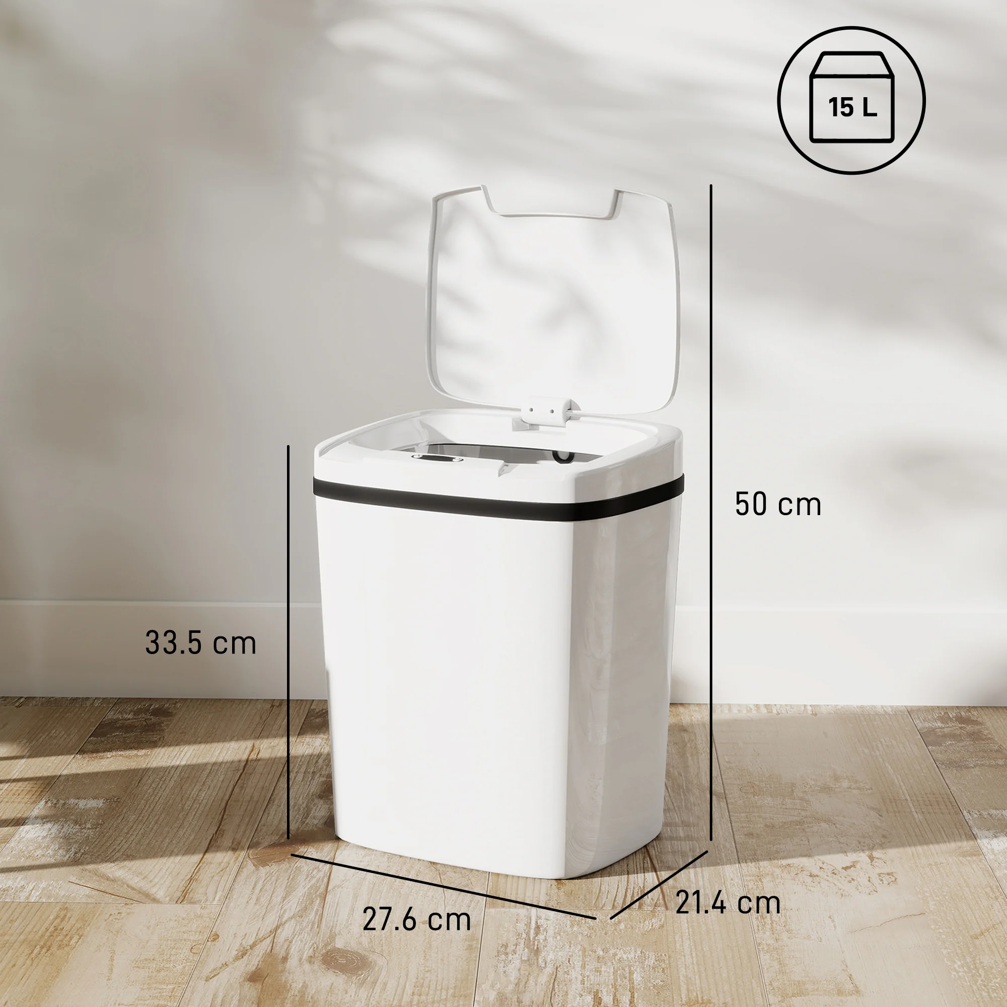 HOMCOM 15L Sensor Bin, Automatic Touchless Kitchen Bin, Battery Operated - Image 5