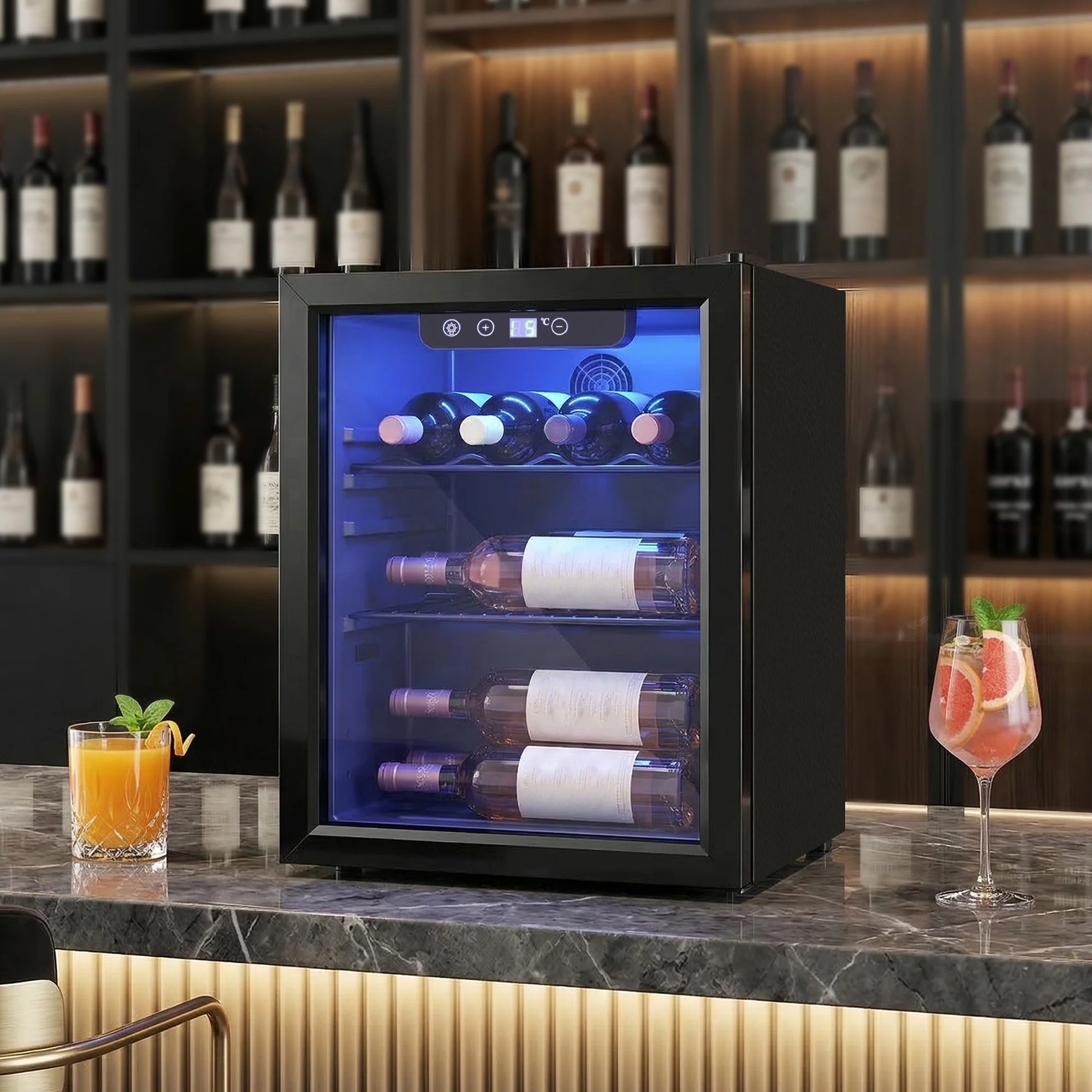HOMCOM 16 Bottle Wine Cooler, 4-16°C Under Counter Drinks Beer Wine Fridge - Image 2