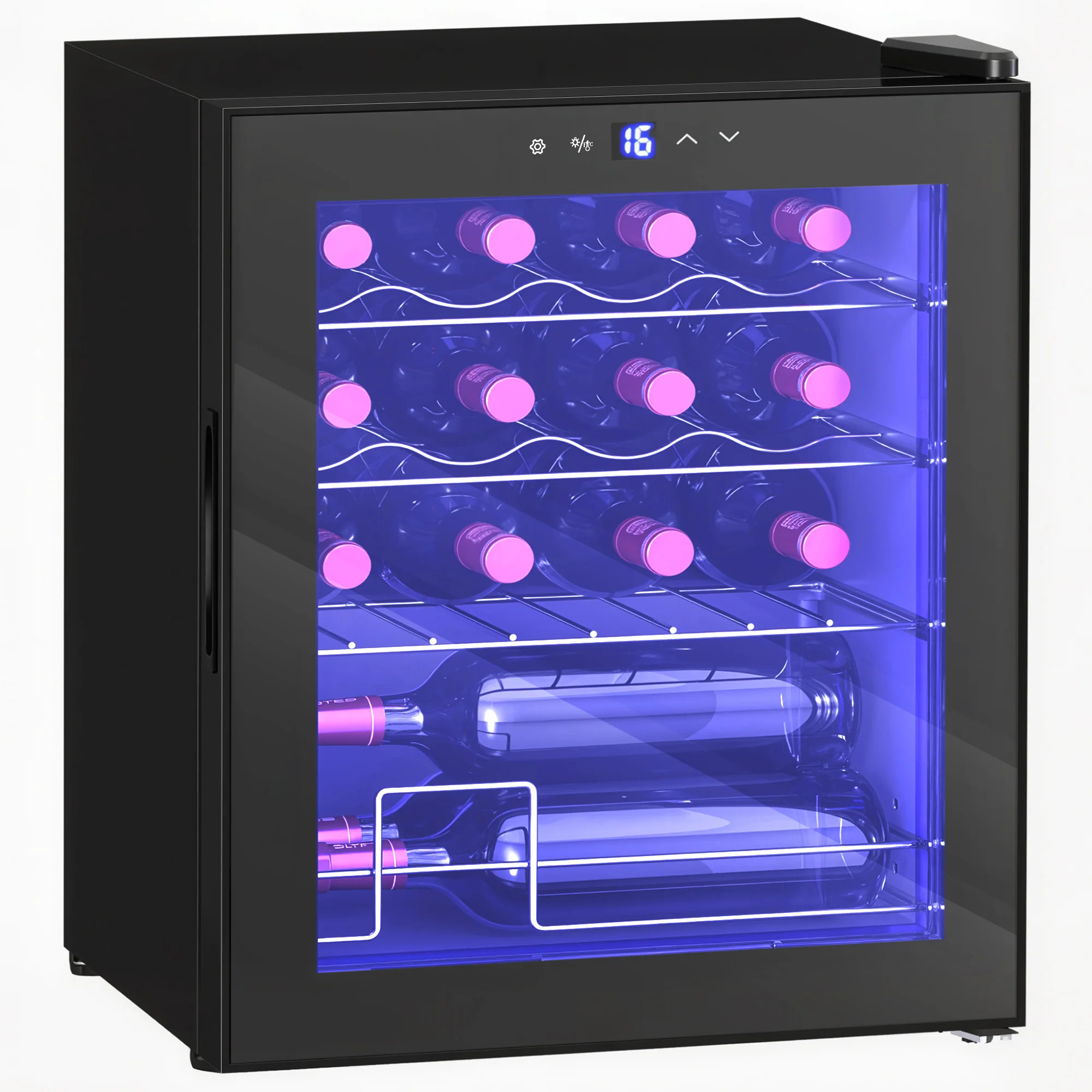 HOMCOM 16 Bottle Wine Cooler With Adjustable Temperature Control, Black