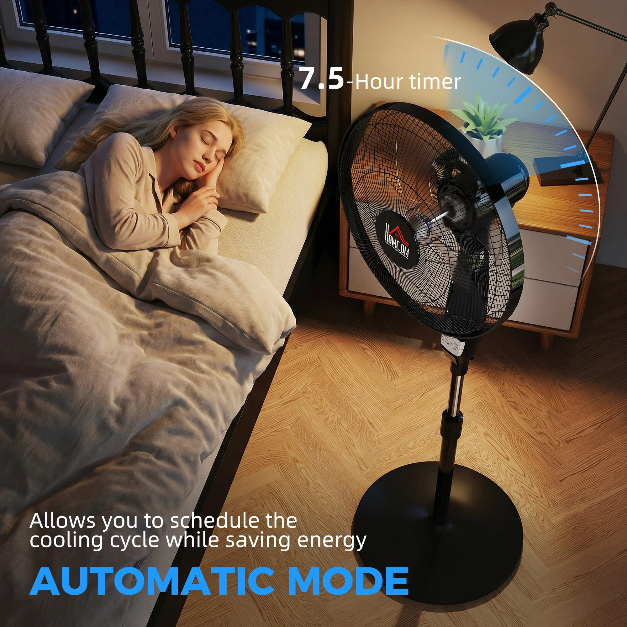 HOMCOM 16" Oscillation Cooling Fan With Remote Adjustable Height Black - Image 7