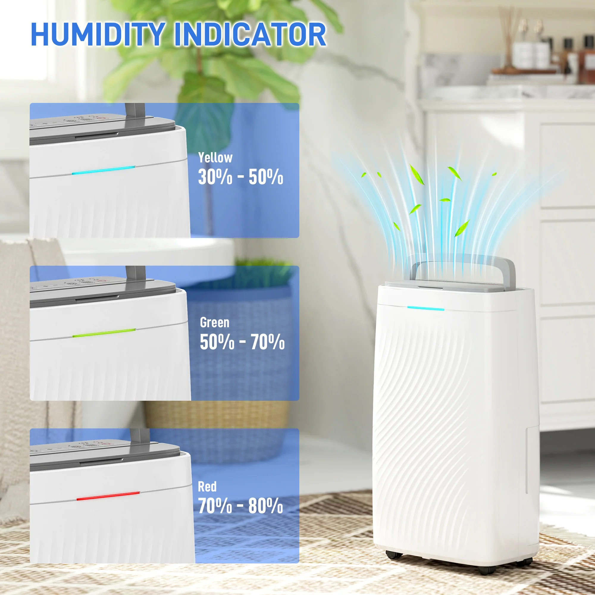 HOMCOM 16L Dehumidifier With Filter, 5.5L Water Tank, Auto Defrost, Timer - Image 6