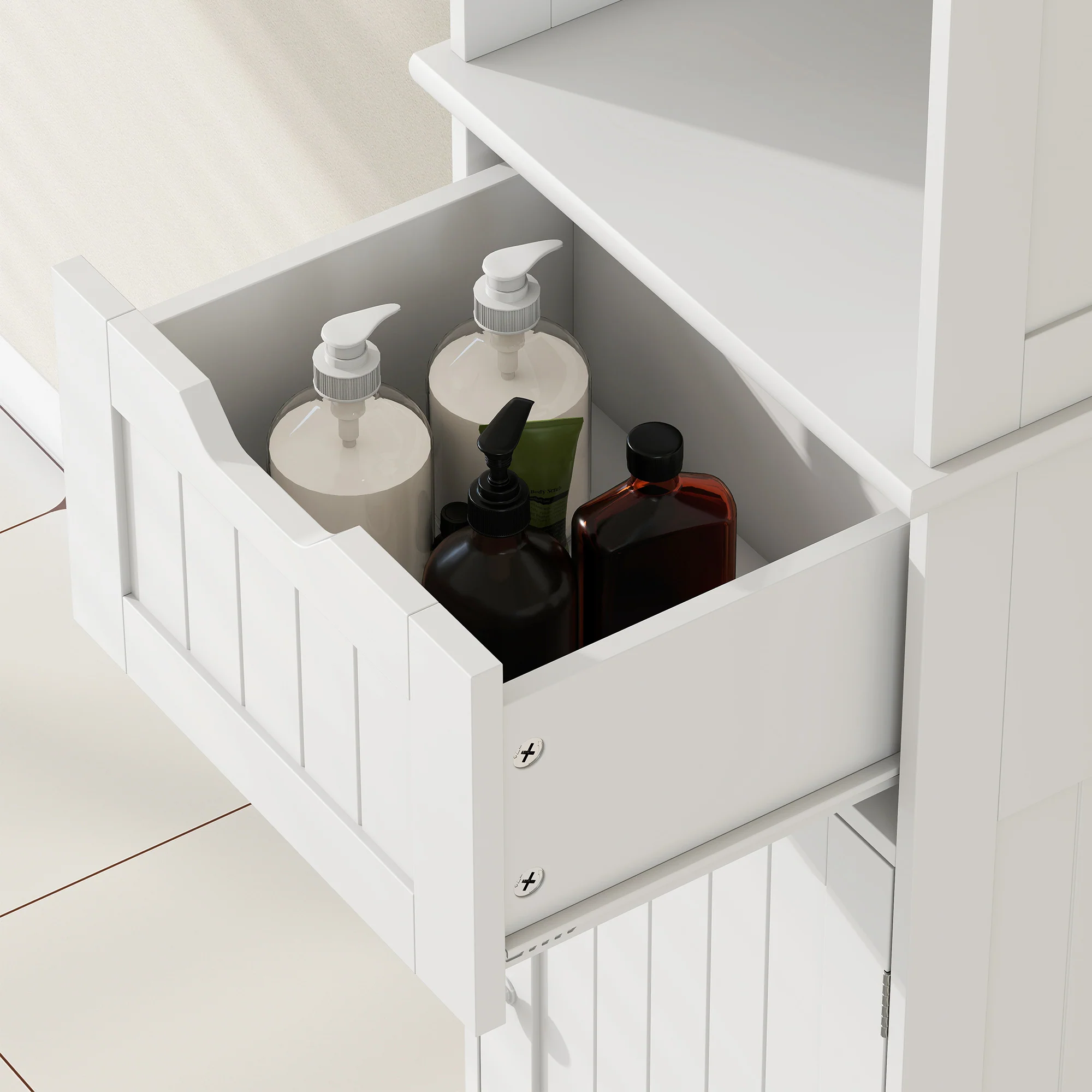 HOMCOM 170cm Tall Bathroom Storage Cabinet with LED Light, Adjustable Shelf - Image 9