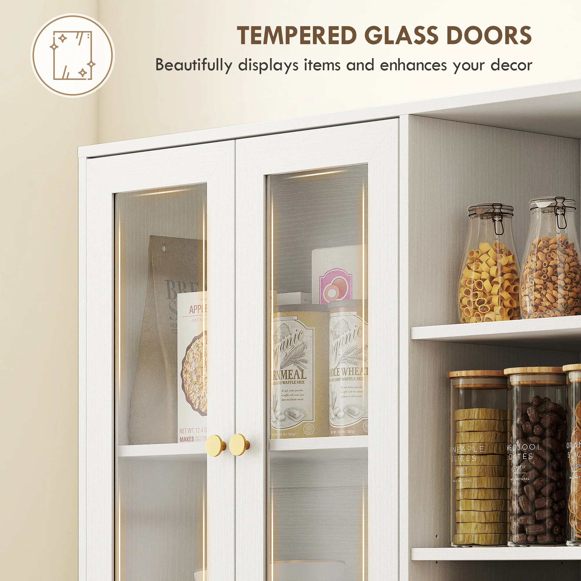 HOMCOM 172 cm Tall Kitchen Cupboard, Pantry Storage Cabinet, White - Image 7