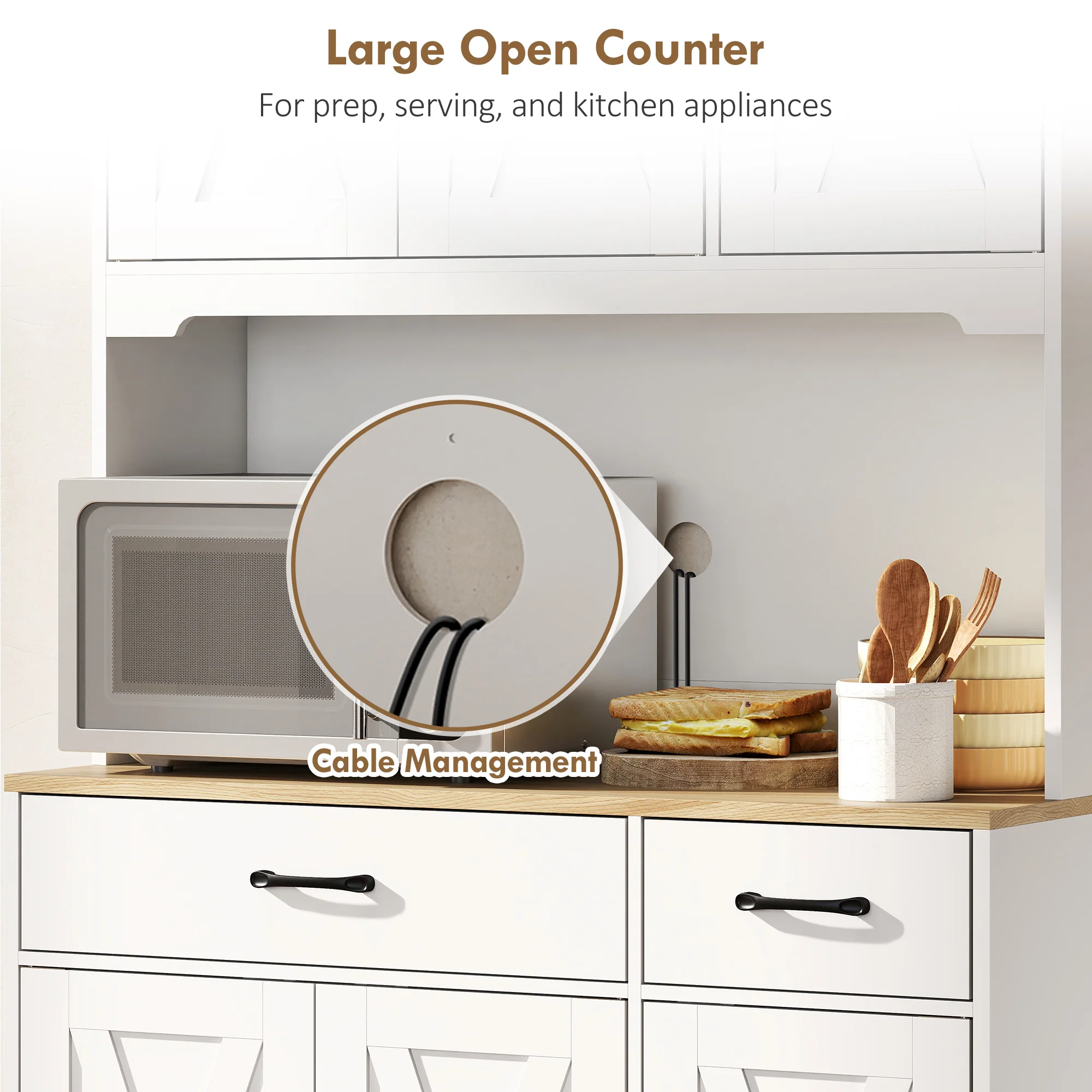 HOMCOM 175cm Tall Kitchen Pantry, Kitchen Cabinet w/ Drawers, Shelves, White - Image 5