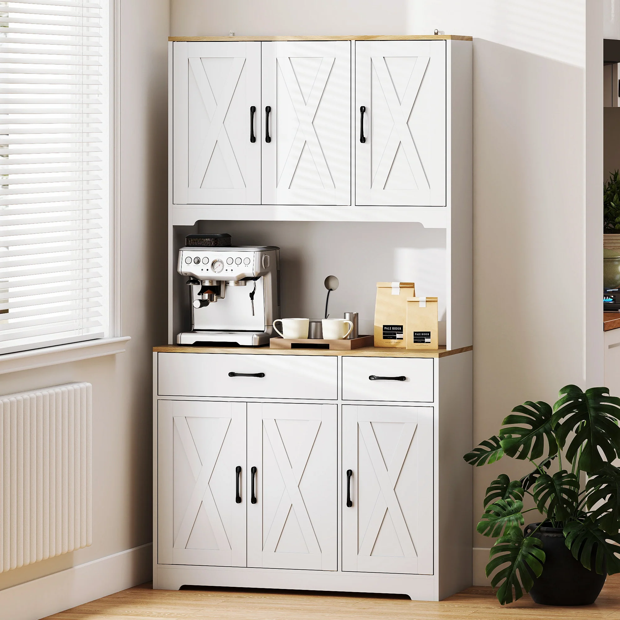 HOMCOM 175cm Tall Kitchen Pantry, Kitchen Cabinet w/ Drawers, Shelves, White - Image 8