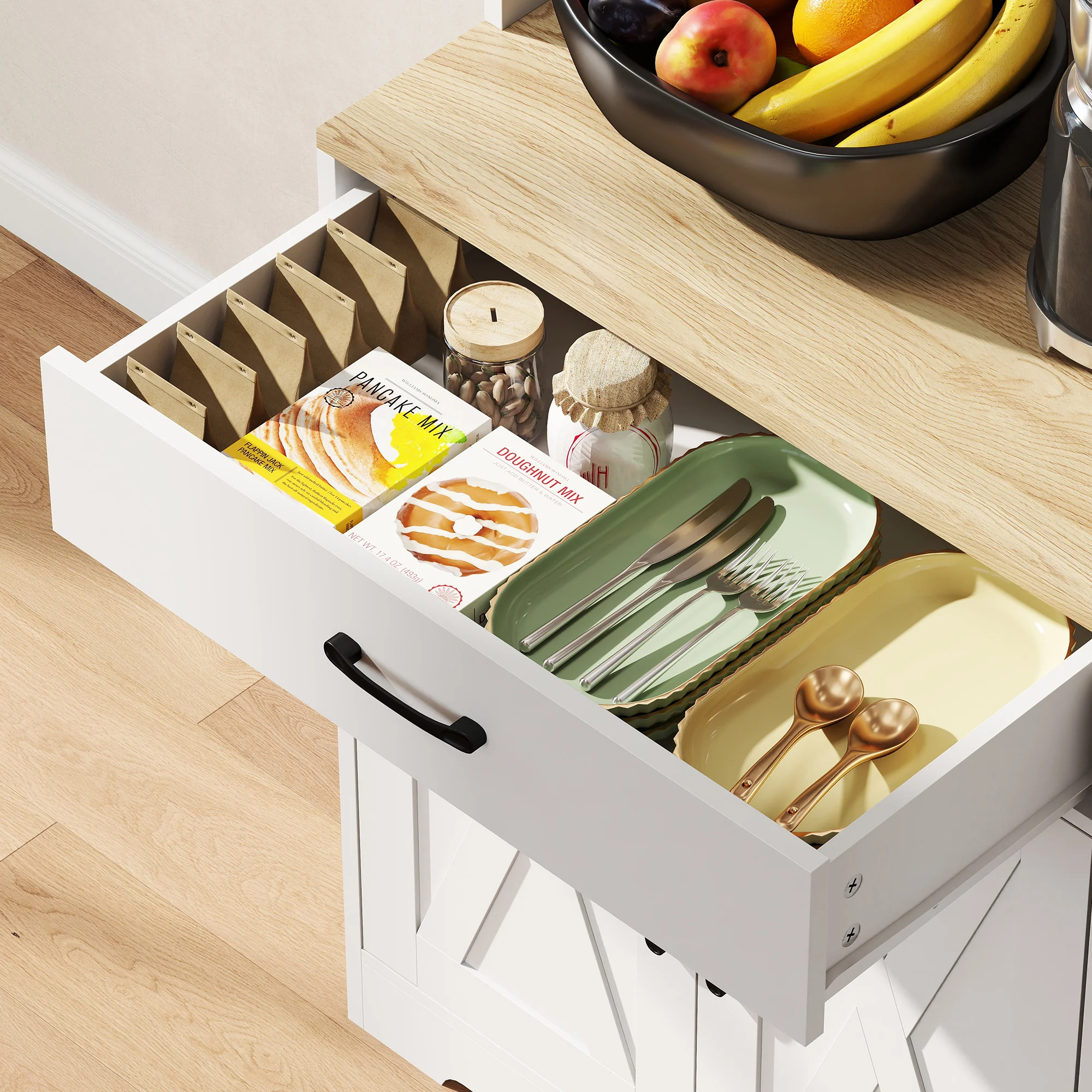 HOMCOM 175cm Tall Kitchen Pantry, Kitchen Cabinet w/ Drawers, Shelves, White - Image 9