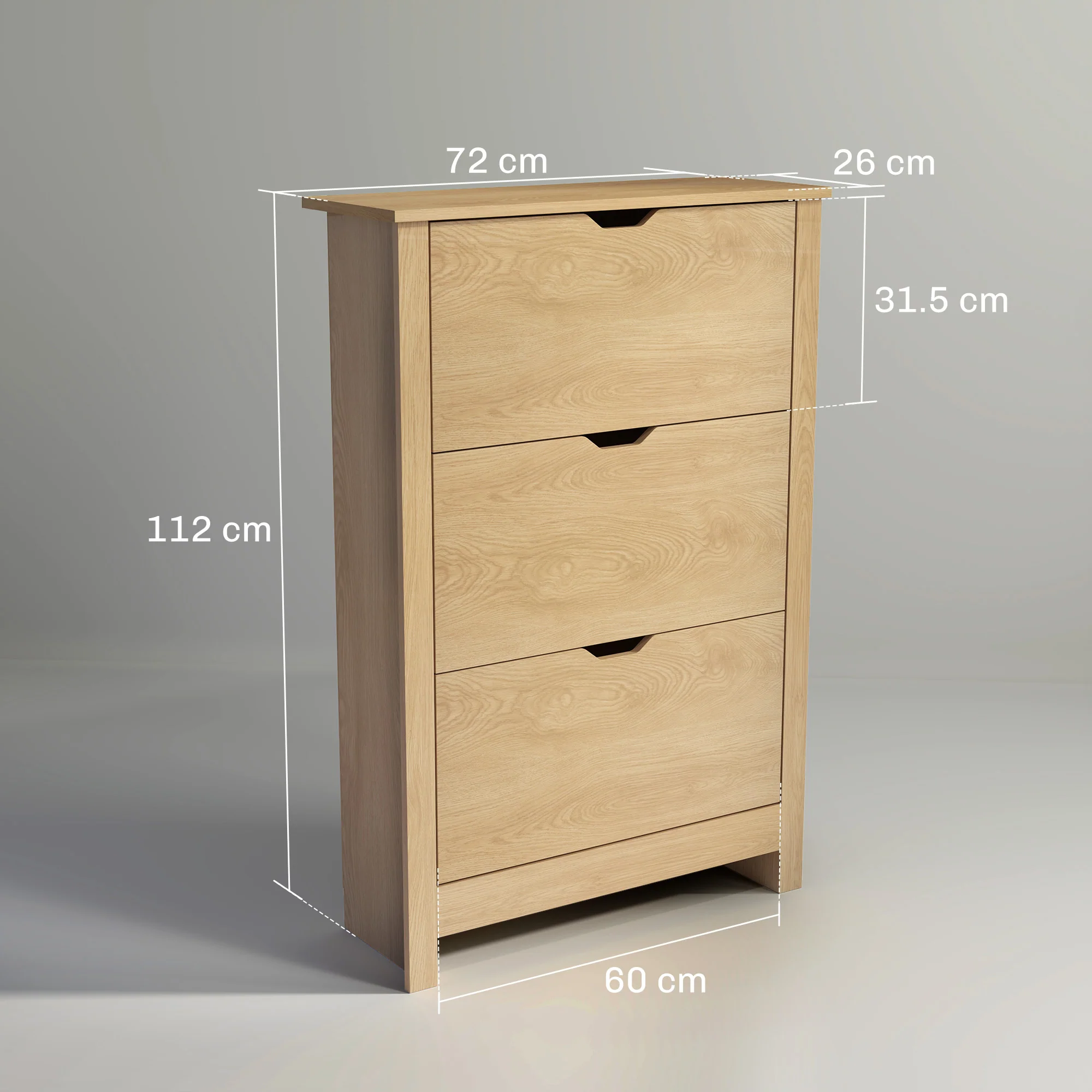 HOMCOM 18-Shoe Storage Cabinet 6 Shelves 3 Drawers Tabletop - Image 14