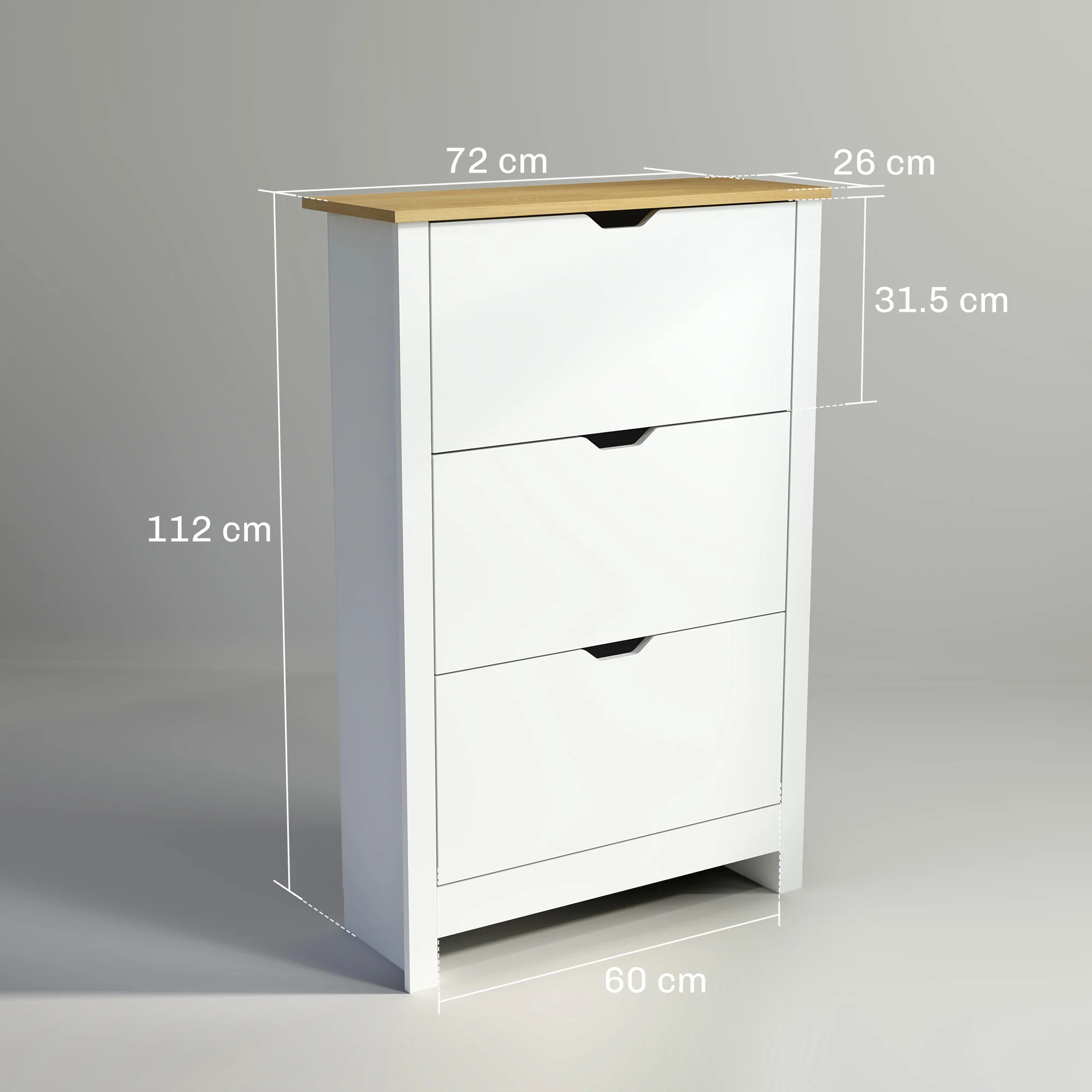 HOMCOM 18-Shoe Storage Cabinet 6 Shelves 3 Drawers Tabletop - Image 5