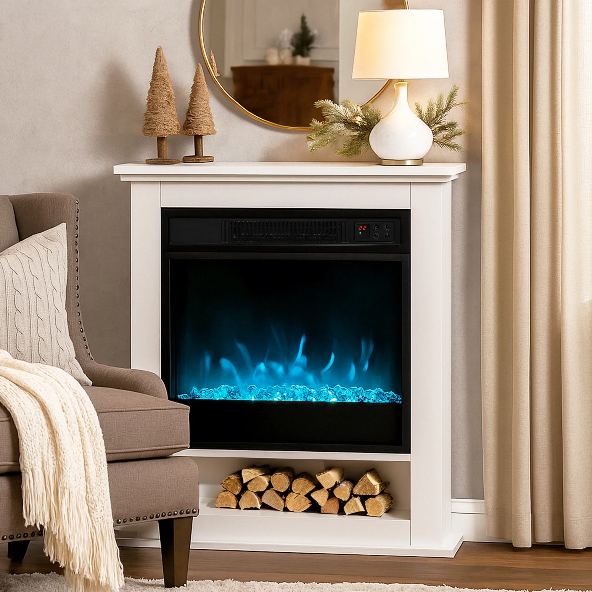 HOMCOM 1800W White Electric Fire Reach up to 30ã?¡ Space - Image 2