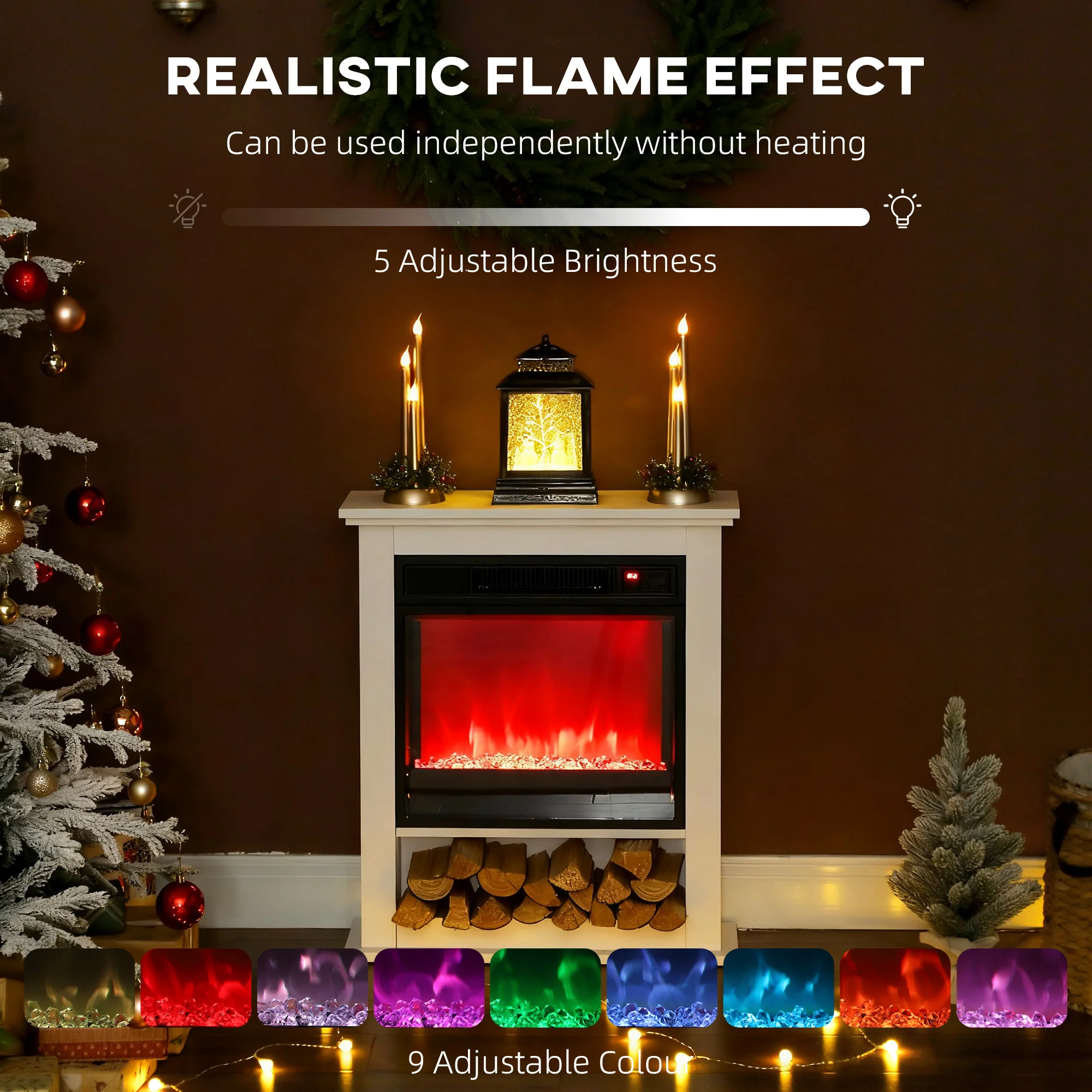 HOMCOM 1800W White Electric Fire Reach up to 30ã?¡ Space - Image 4