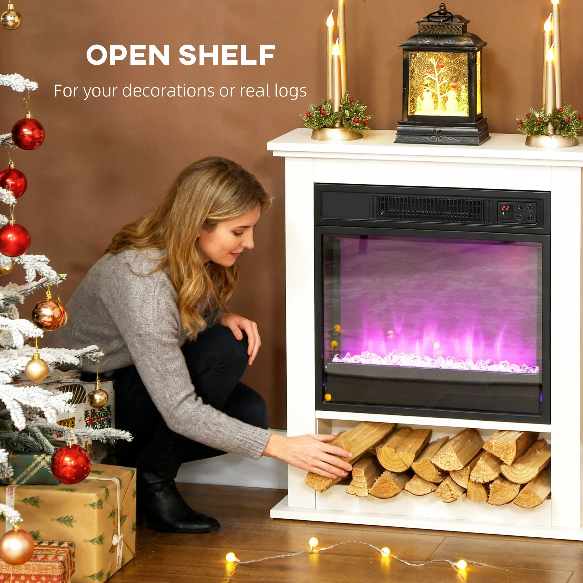 HOMCOM 1800W White Electric Fire Reach up to 30ã?¡ Space - Image 5