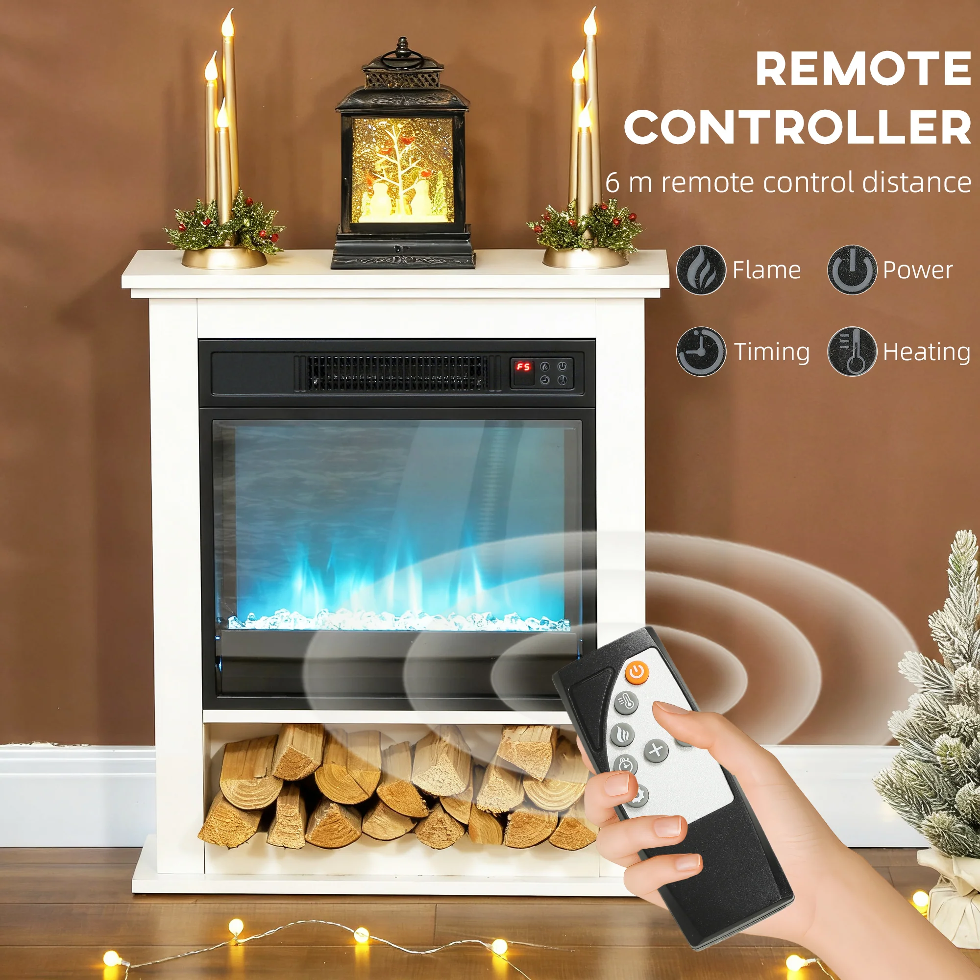HOMCOM 1800W White Electric Fire Reach up to 30ã?¡ Space - Image 6