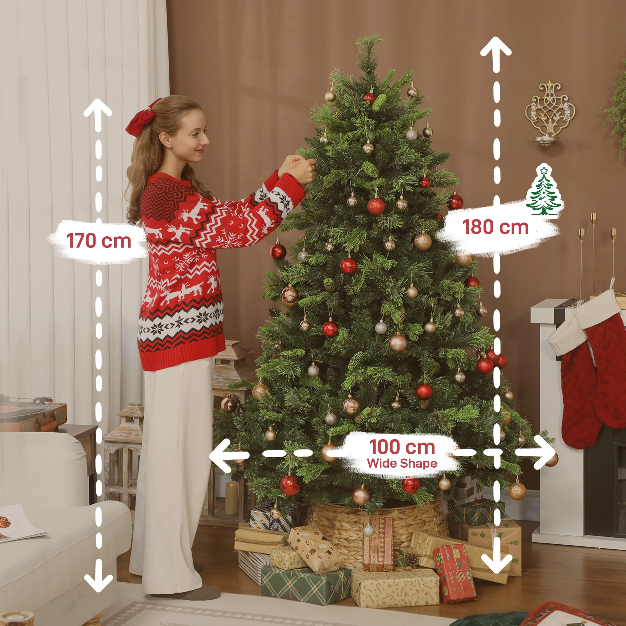 HOMCOM 180cm Christmas Tree with Colourful DIY LEDs, Remote, Carolina Pine - Image 5