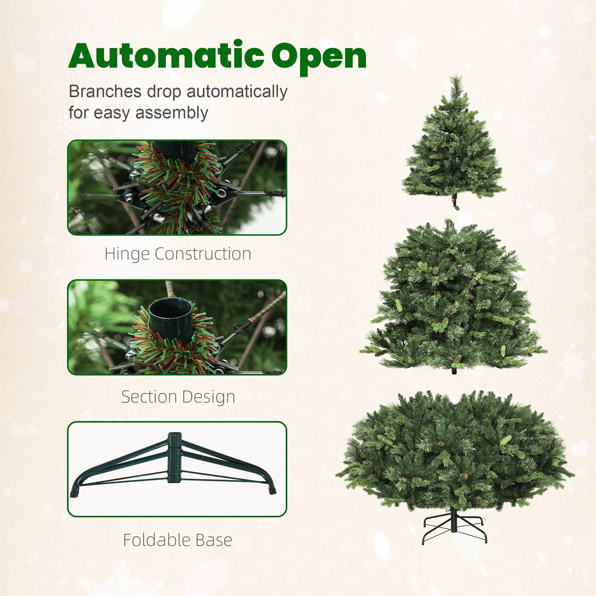 HOMCOM 180cm Christmas Tree with Colourful DIY LEDs, Remote, Carolina Pine - Image 8