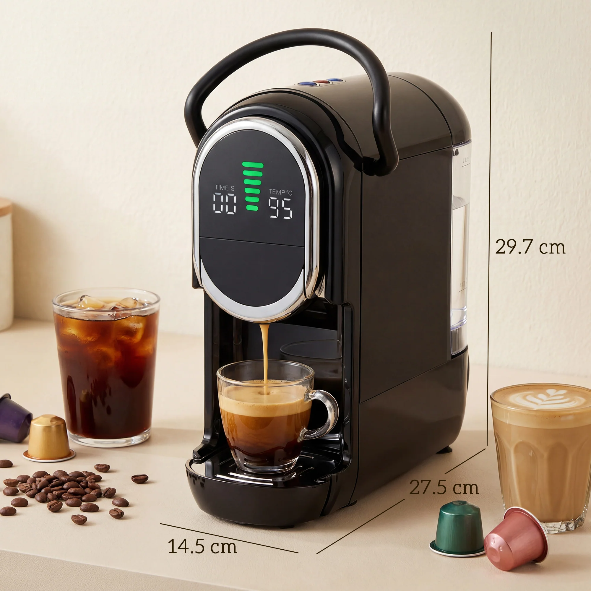 HOMCOM 19 Bar Pod Coffee Machine For Nespresso And Dolce Gusto Capsule - Image 3