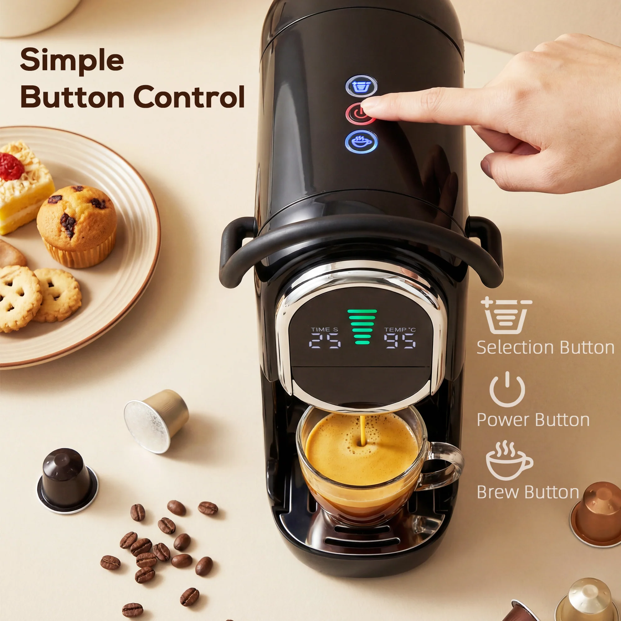 HOMCOM 19 Bar Pod Coffee Machine For Nespresso And Dolce Gusto Capsule - Image 6