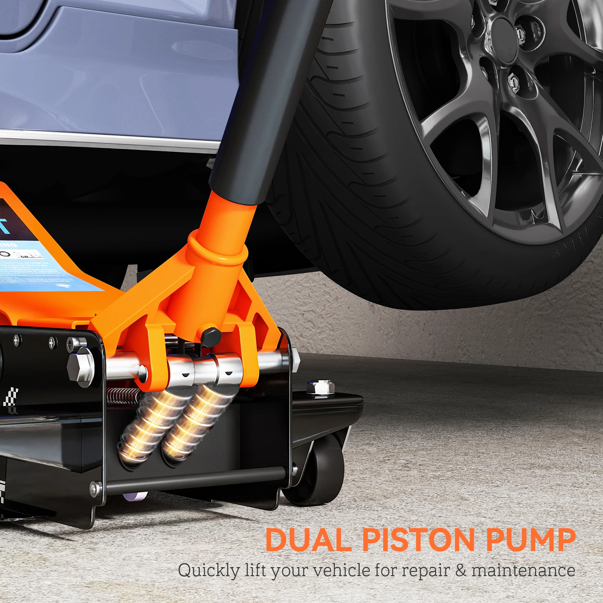 HOMCOM 2.5 Ton Low Profile Floor Jack, 7.5-47 cm Hydraulic Car Trolley Jack - Image 6