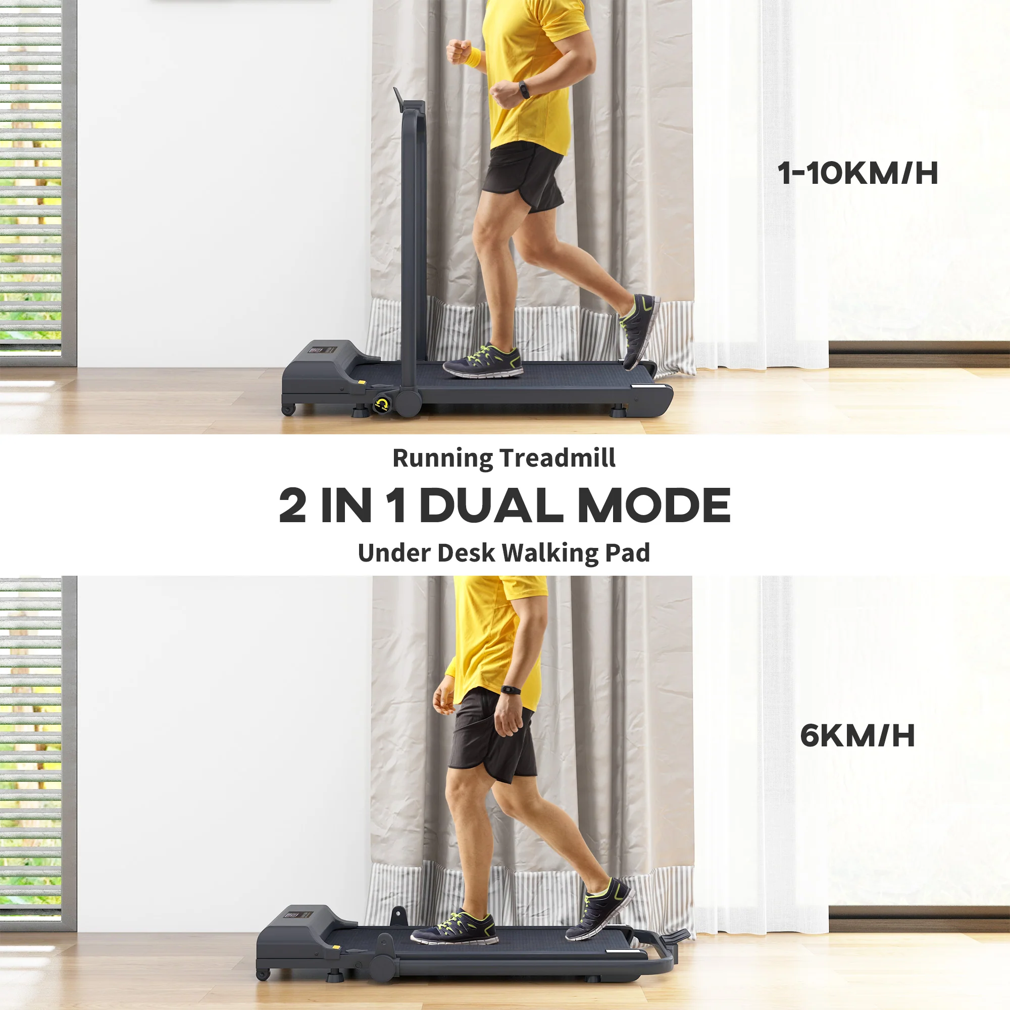 HOMCOM 2.5HP Folding Treadmill Walking Pad with Remote Control, 1-10KM/H - Image 4