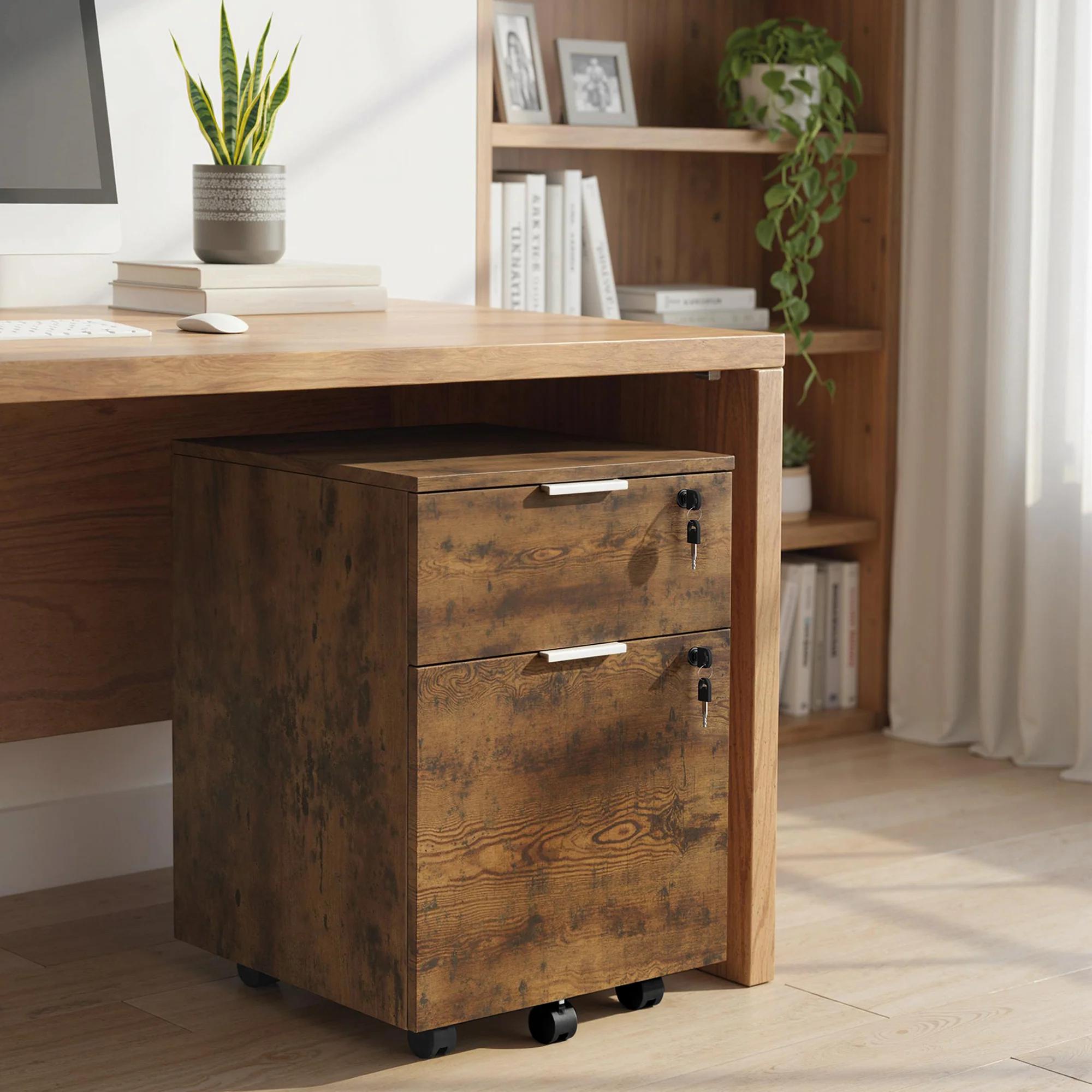 HOMCOM 2 Drawer Filing Cabinet with Adjustable Hanging Bars for A4 and Letter - Image 9