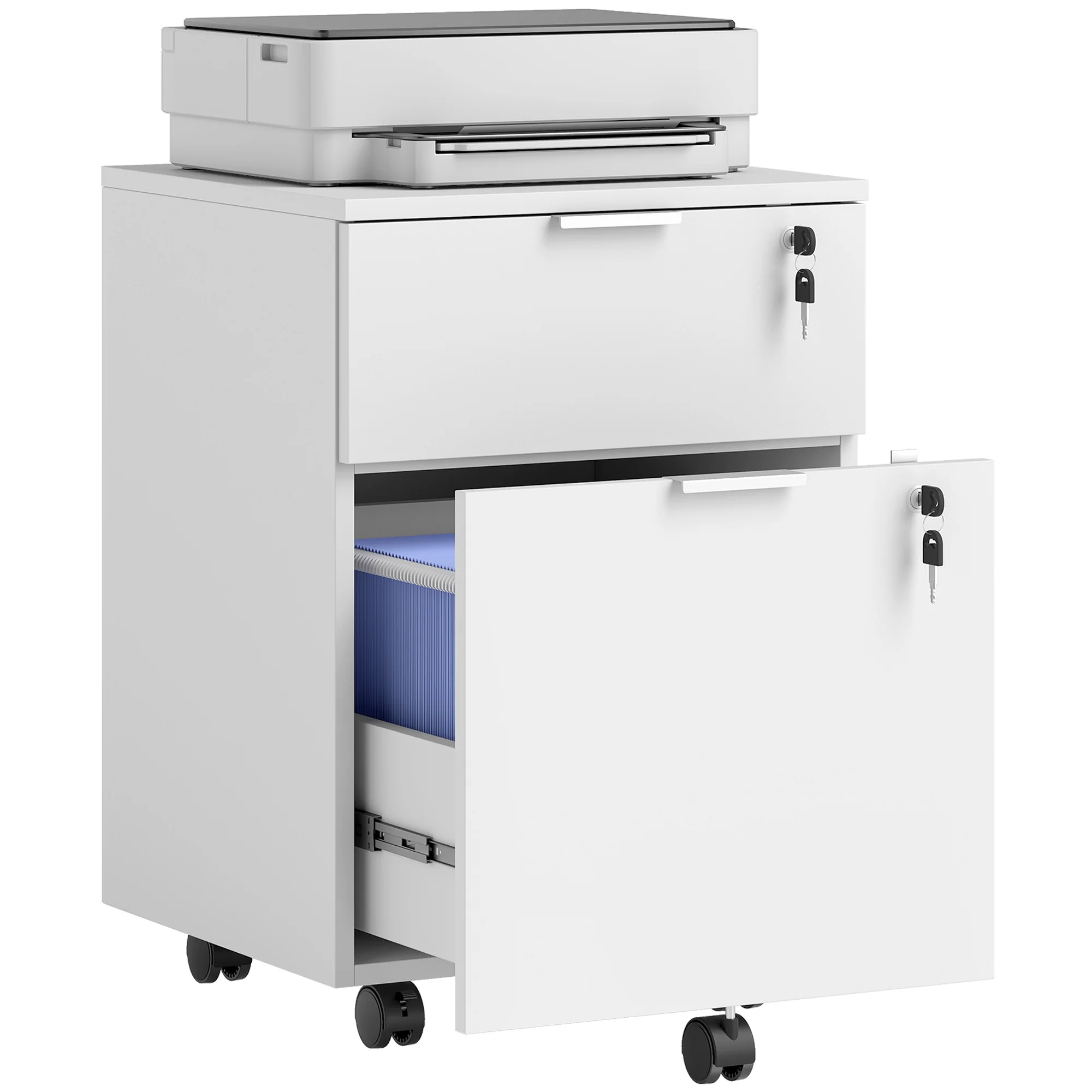 HOMCOM 2 Drawer Filing Cabinet with Adjustable Hanging Bars for A4 and Letter