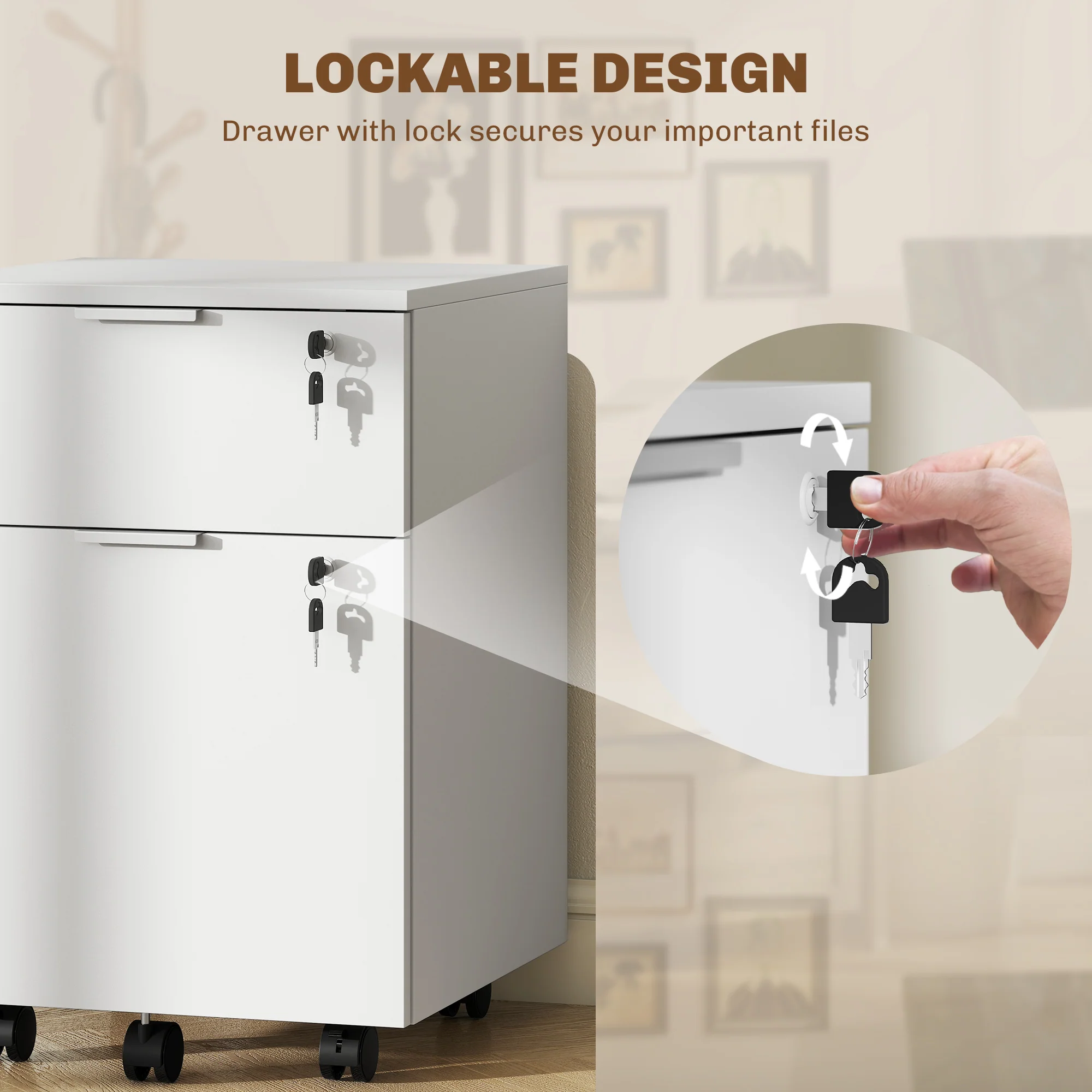 HOMCOM 2 Drawer Filing Cabinet with Adjustable Hanging Bars for A4 and Letter - Image 6