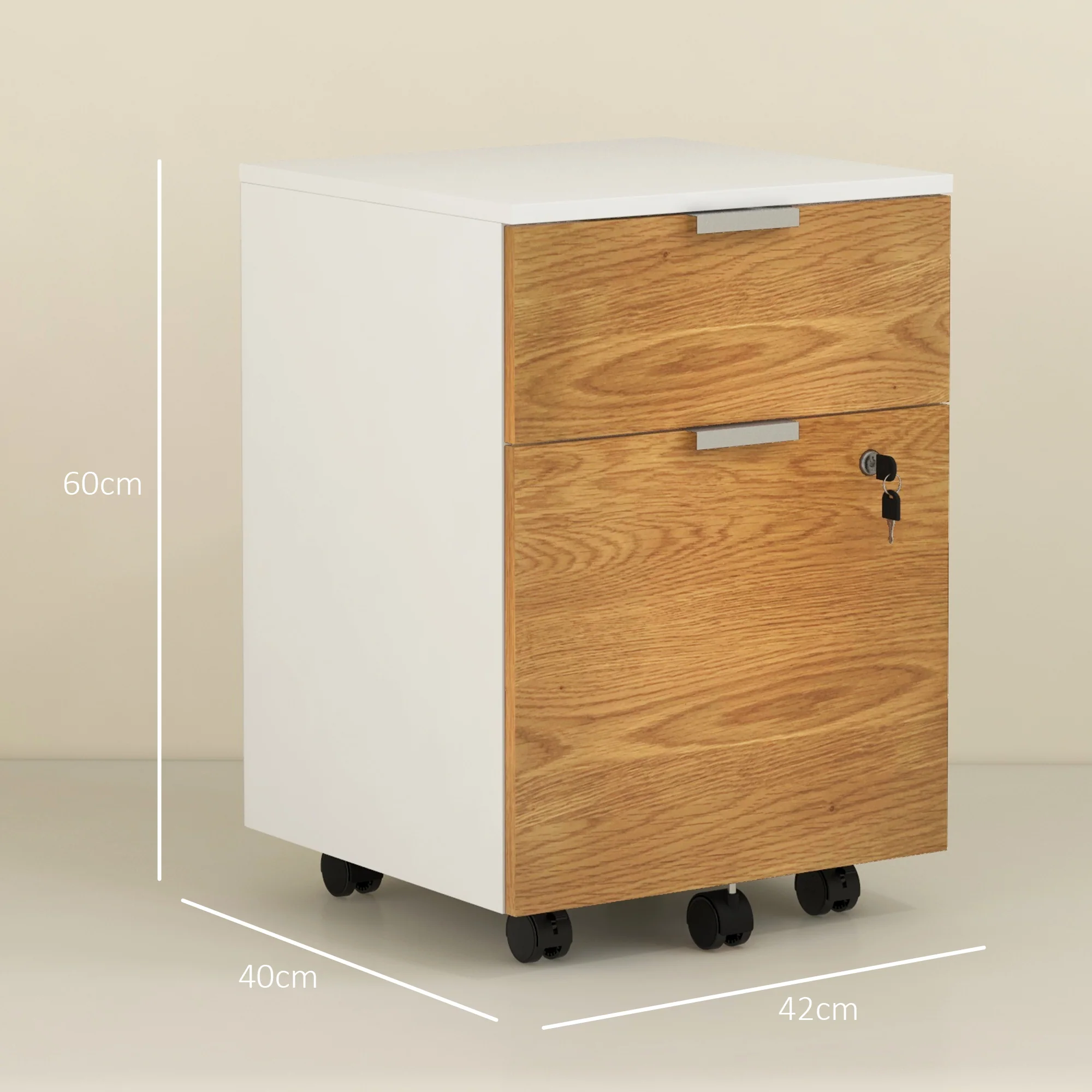 HOMCOM 2 Drawer Filing Cabinet With Adjustable Hanging Bars For A4 And Letter - Image 5