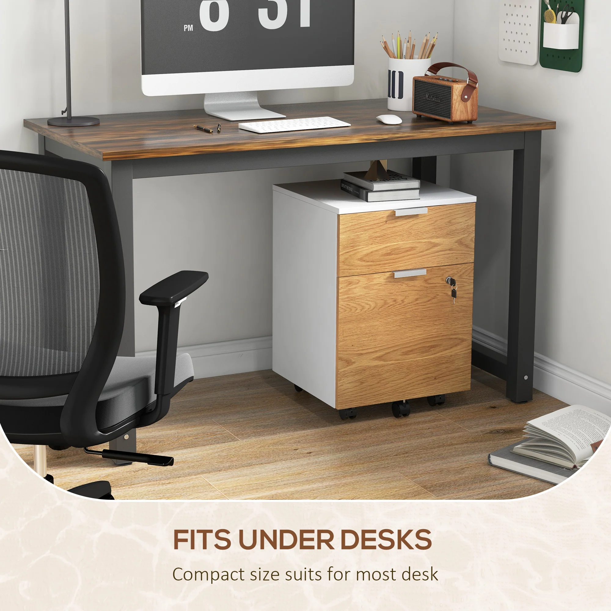 HOMCOM 2 Drawer Filing Cabinet With Adjustable Hanging Bars For A4 And Letter - Image 8